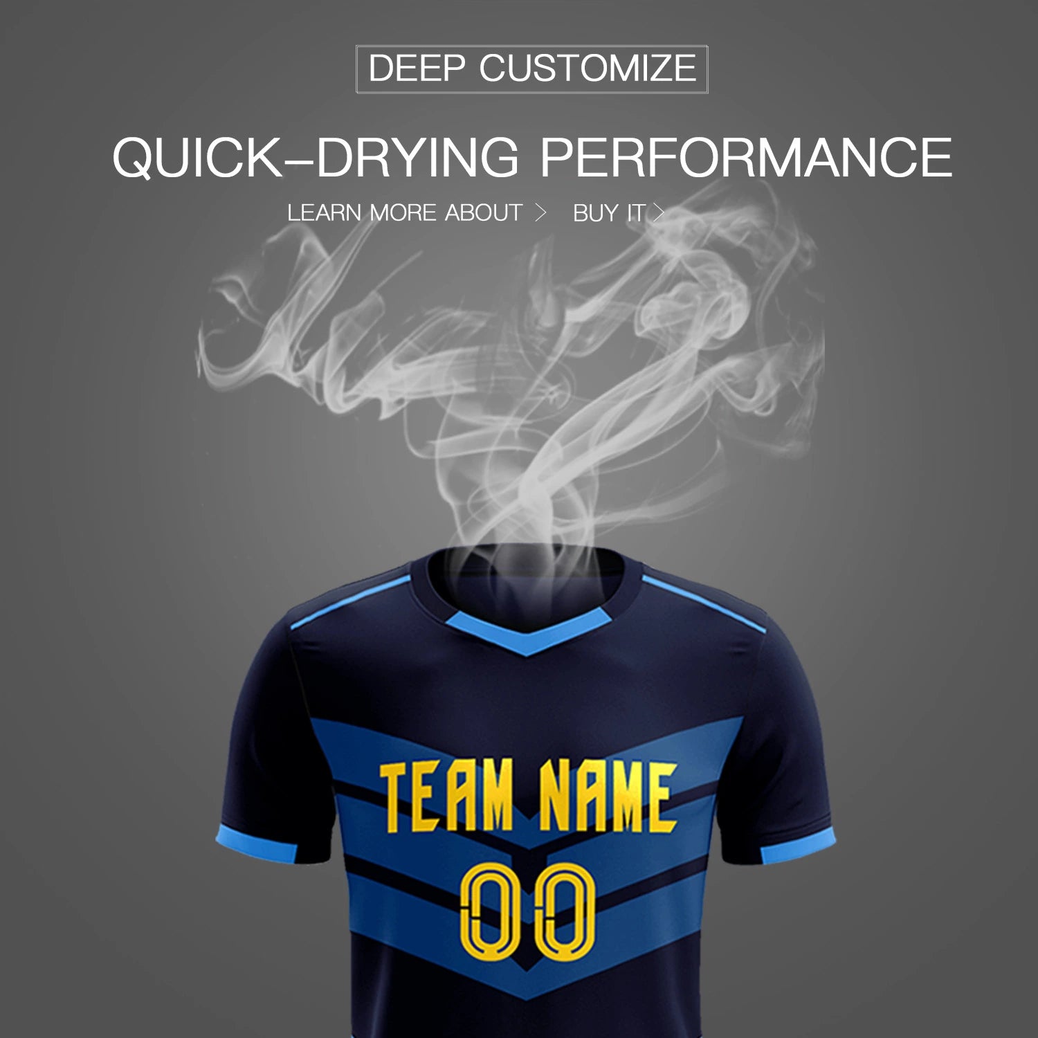 Custom Navy Powder Blue Men Uniform Soccer Sets Jersey