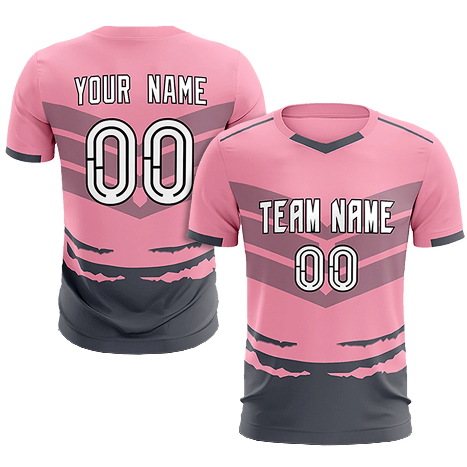 Custom Light Pink Gray Men Uniform Soccer Sets Jersey