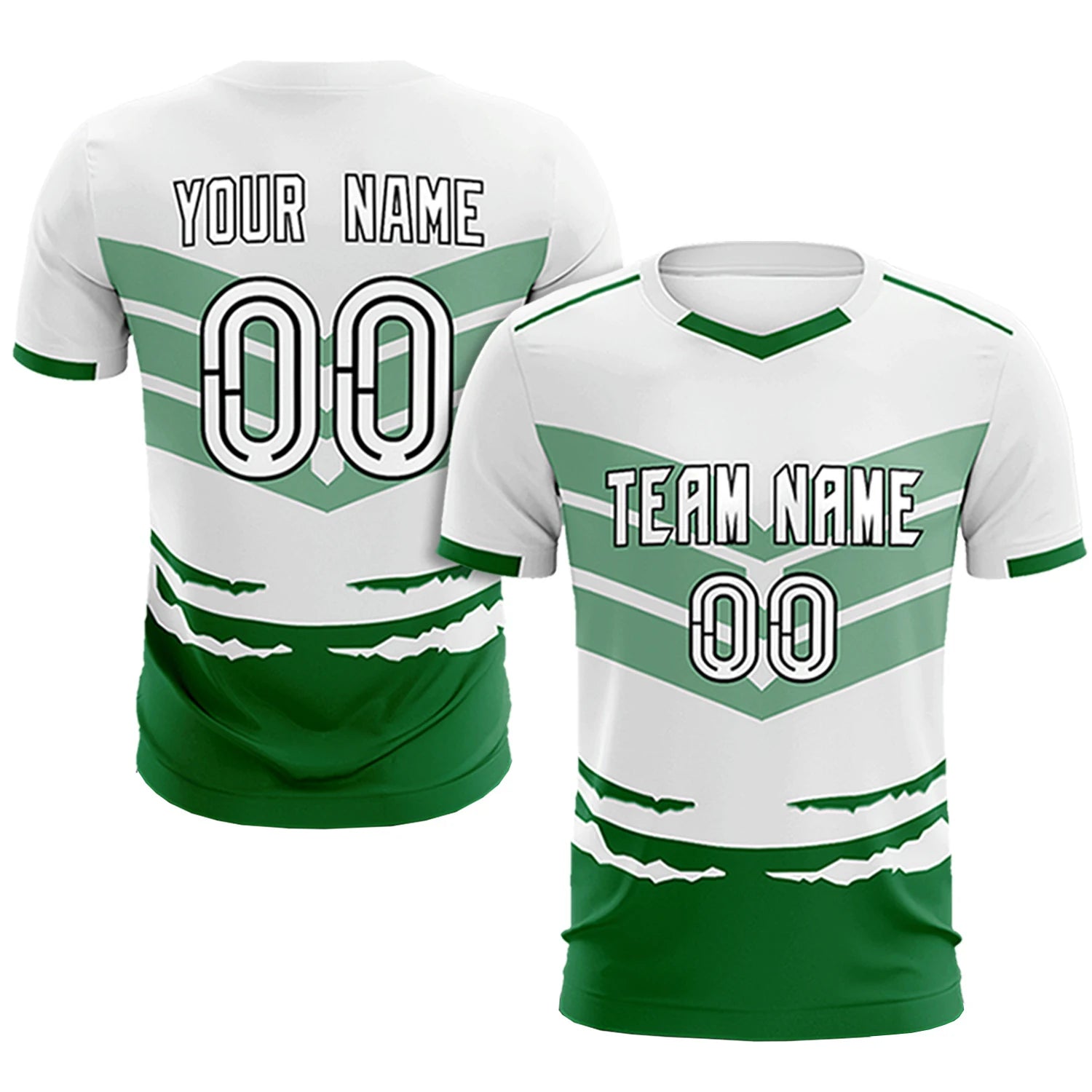 Custom White Kelly Green Men Uniform Soccer Sets Jersey
