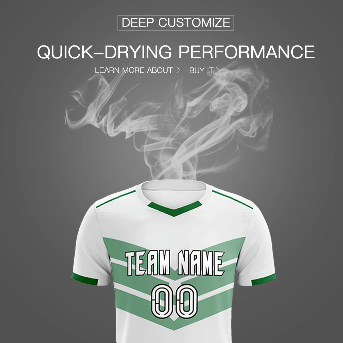 Custom White Kelly Green Men Uniform Soccer Sets Jersey