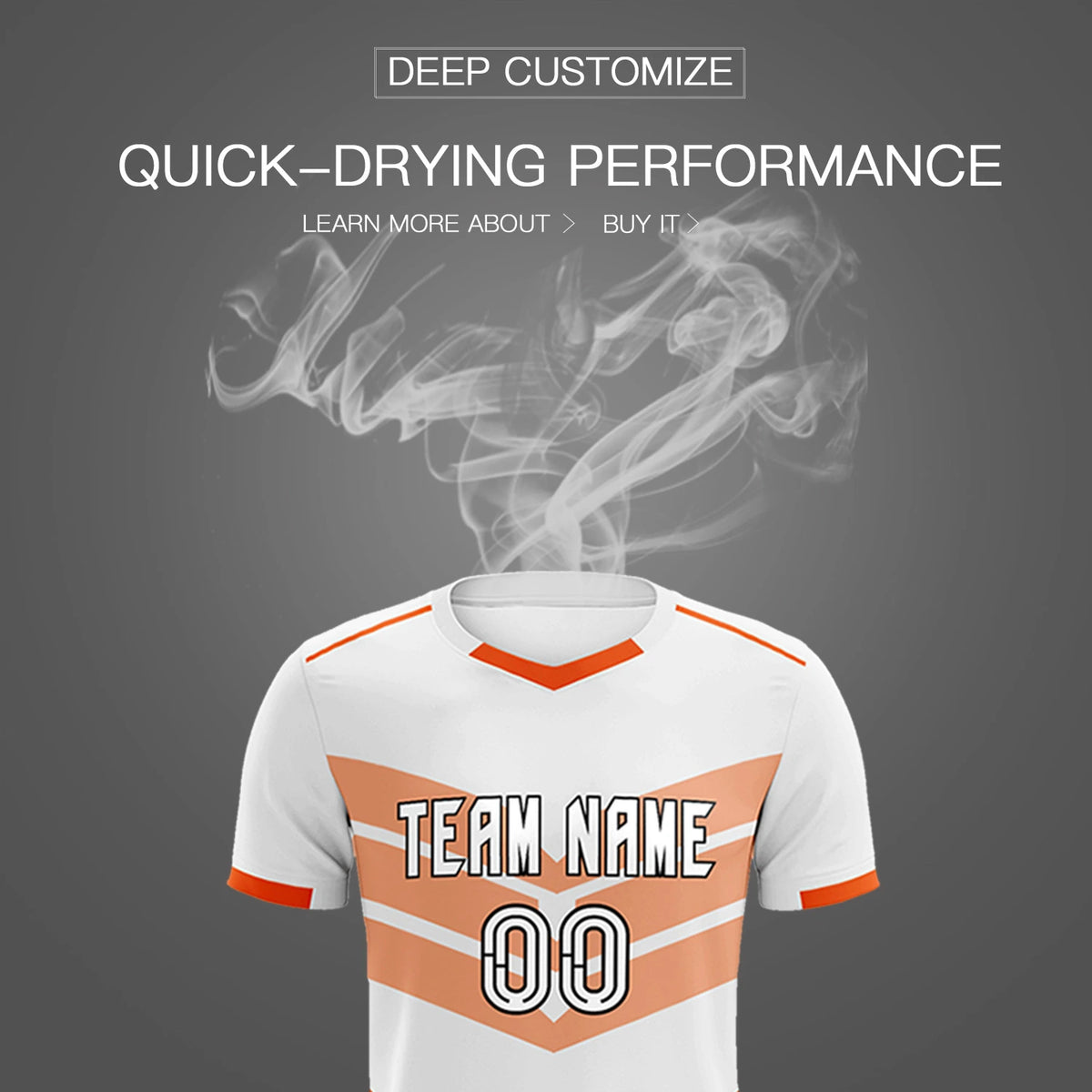 Custom White Orange Men Uniform Soccer Sets Jersey