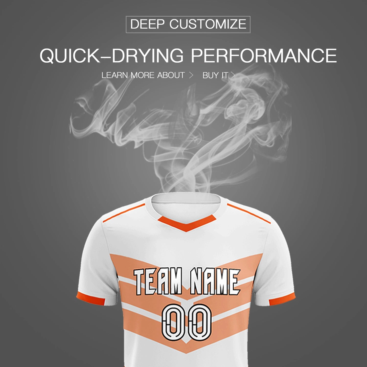 Custom White Orange Men Uniform Soccer Sets Jersey