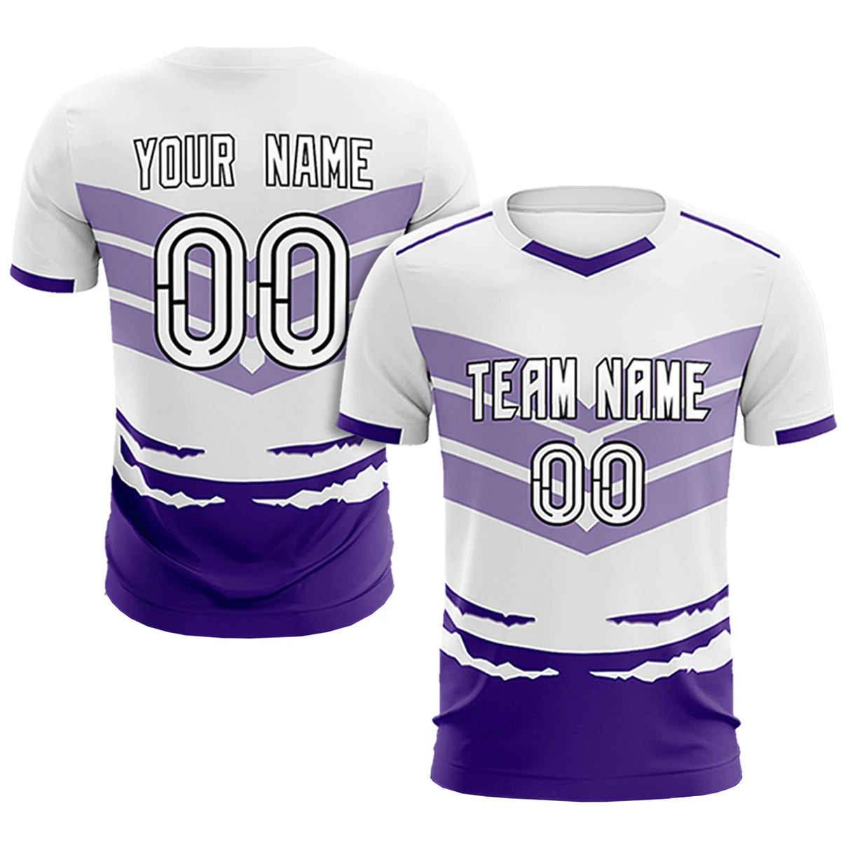Custom White Purple Men Uniform Soccer Sets Jersey