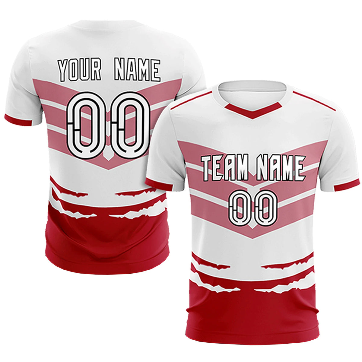 Custom White Red Men Uniform Soccer Sets Jersey