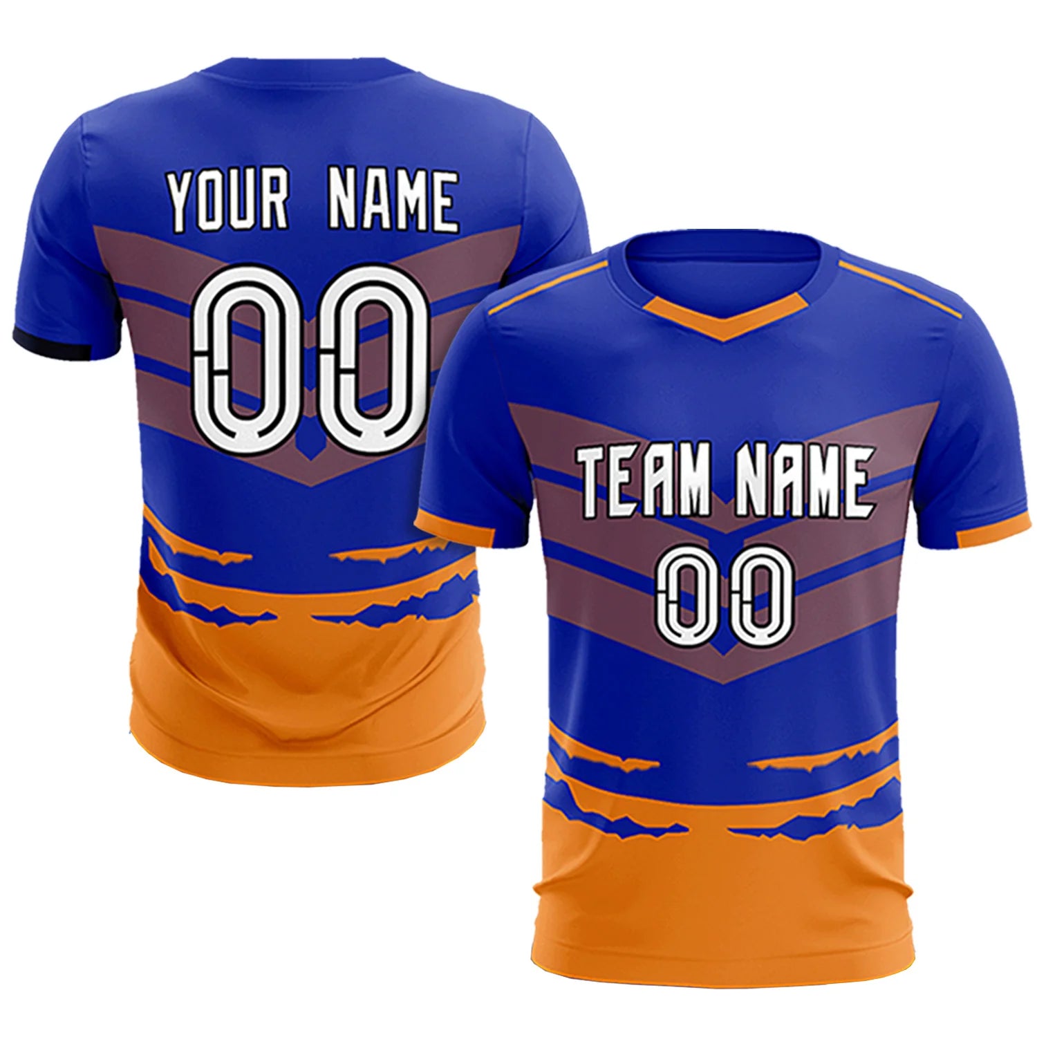 Custom Royal Blue Orange Men Uniform Soccer Sets Jersey