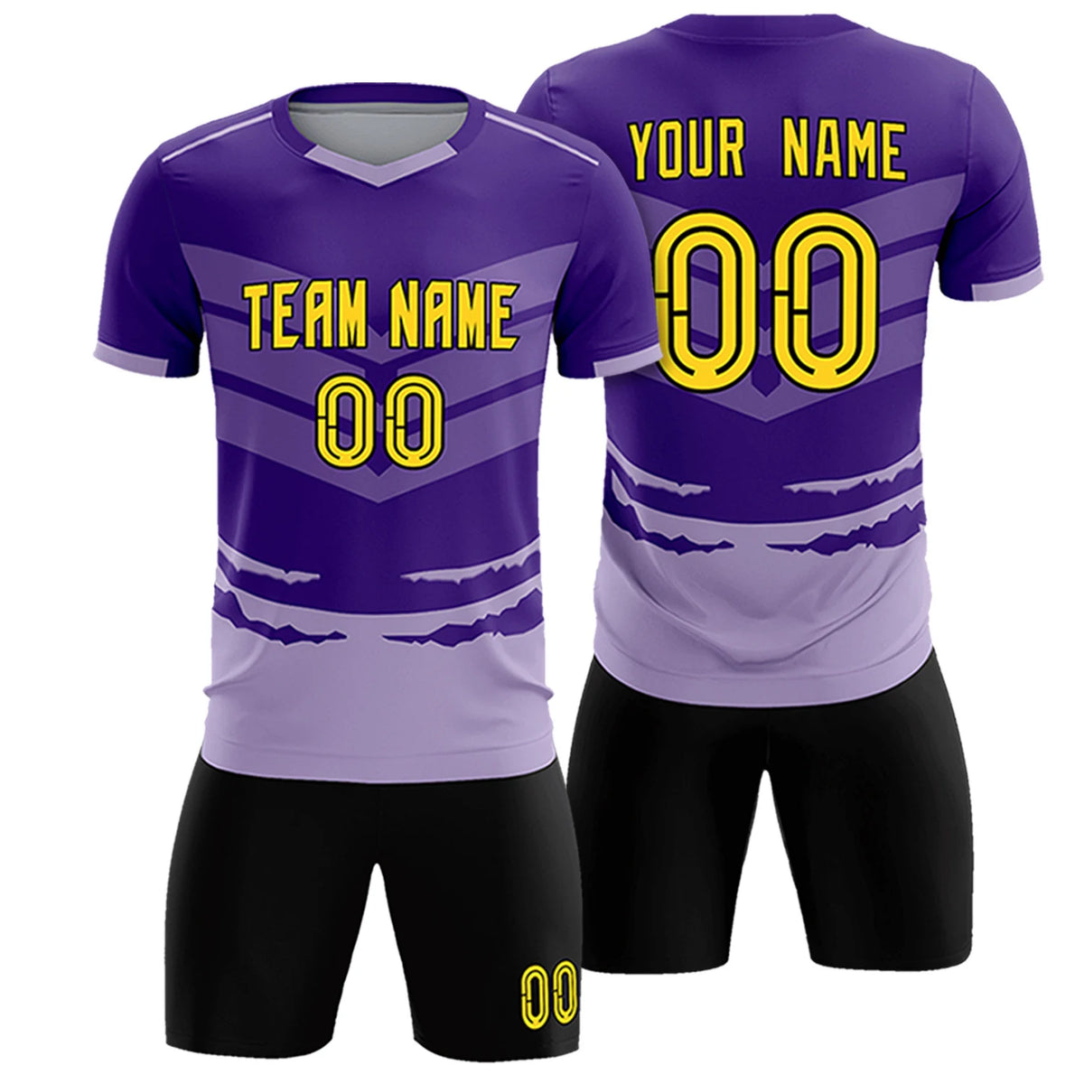 Custom Purple Light Purple Men Uniform Soccer Sets Jersey