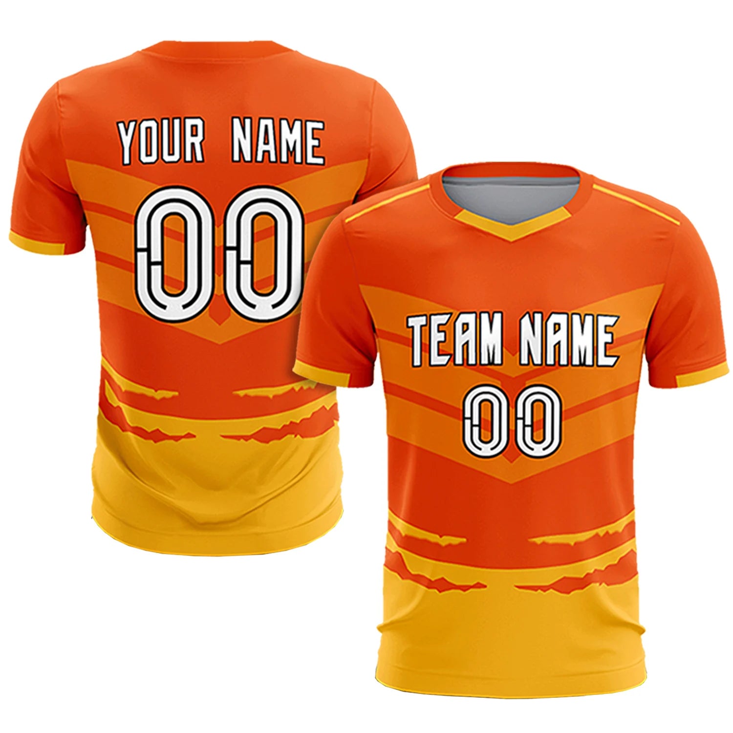 Custom Orange Yellow Men Uniform Soccer Sets Jersey