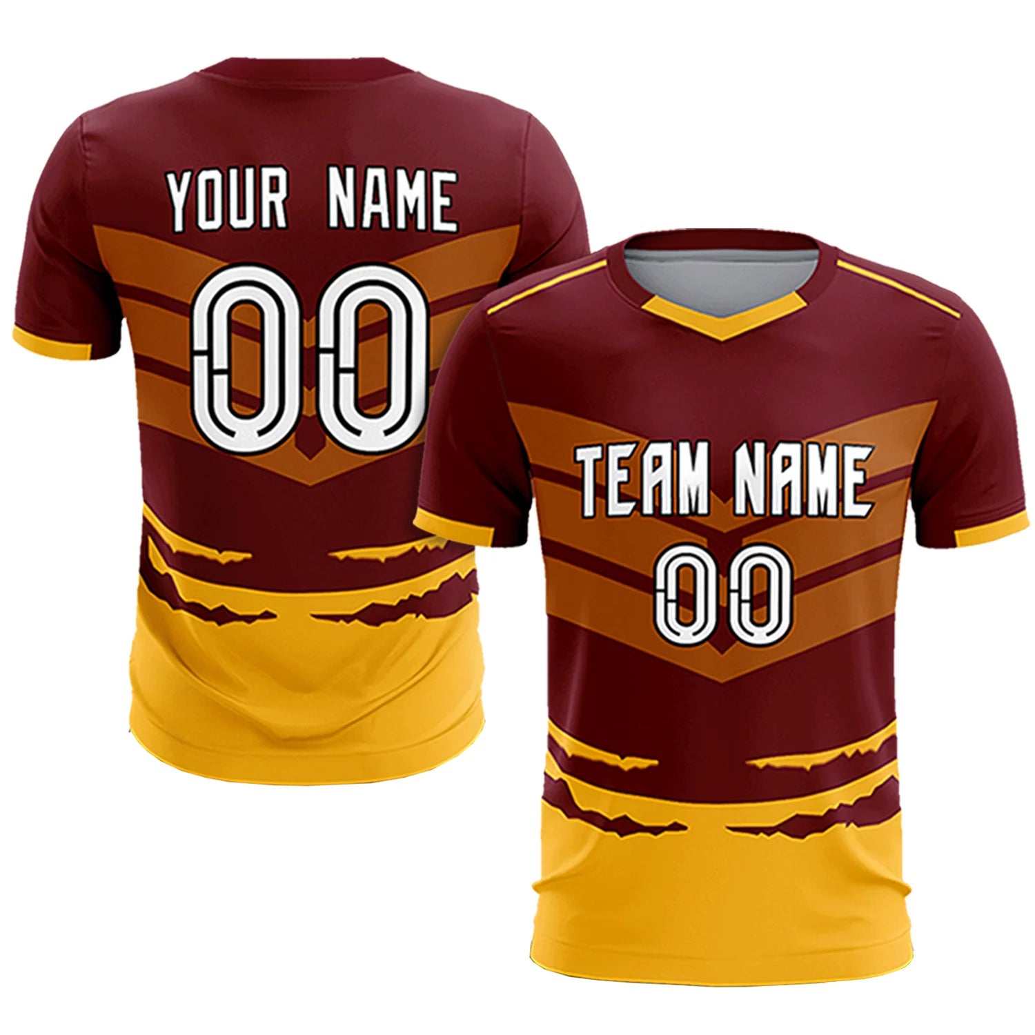 Custom Crimson Yellow Men Uniform Soccer Sets Jersey