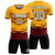 Custom Yellow Crimson Men Uniform Soccer Sets Jersey