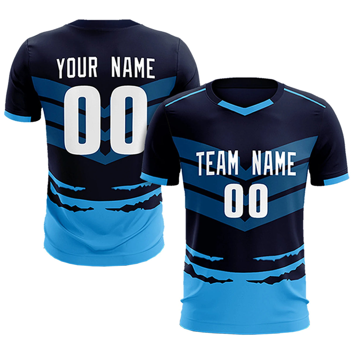 Custom Navy Powder Blue Men Uniform Soccer Sets Jersey