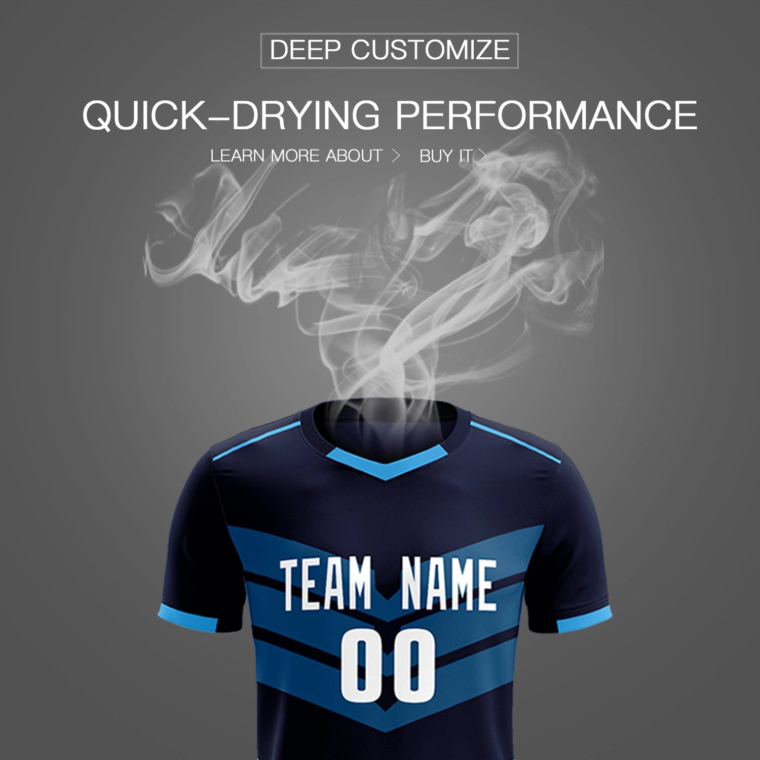 Custom Navy Powder Blue Men Uniform Soccer Sets Jersey