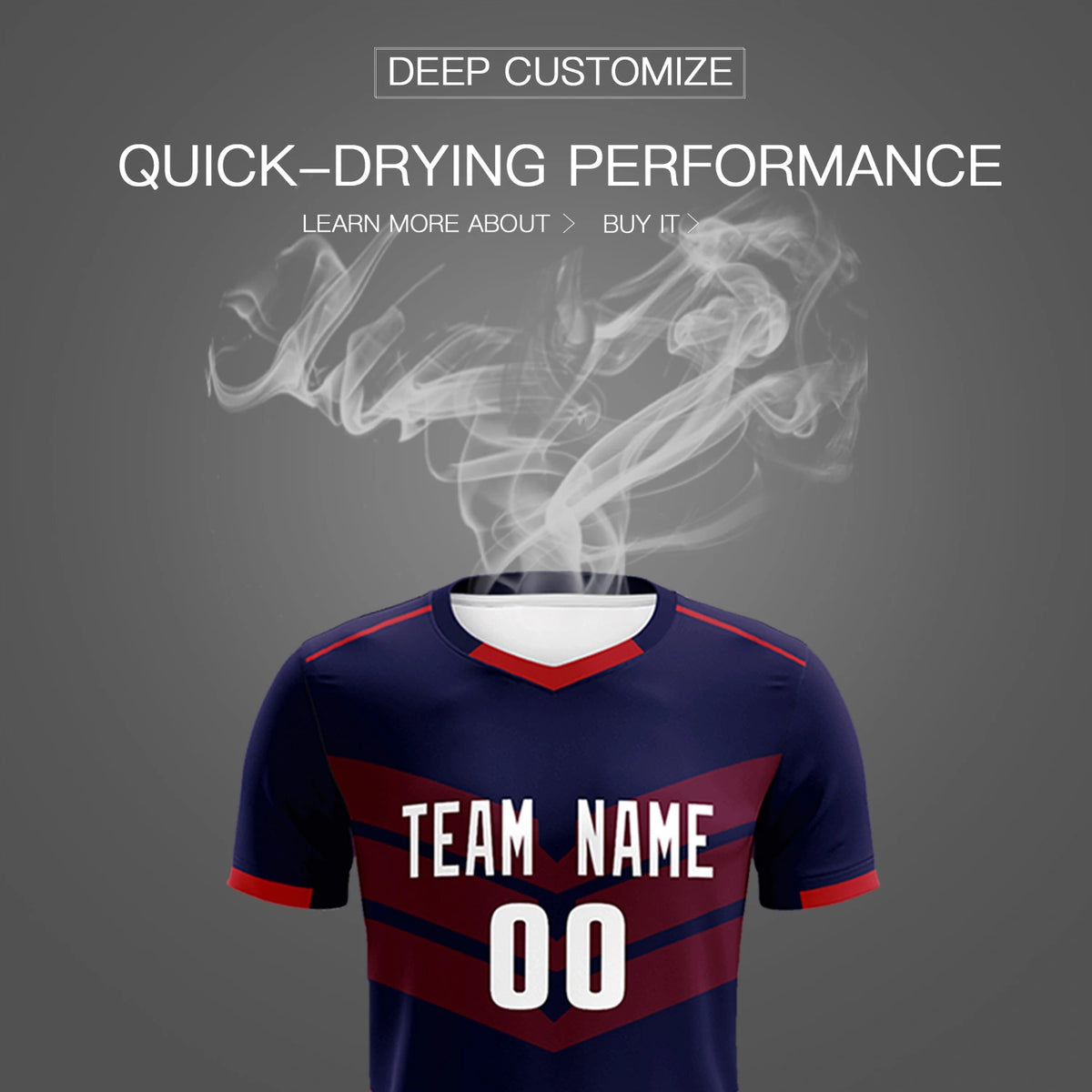 Custom Navy Red Men Uniform Soccer Sets Jersey