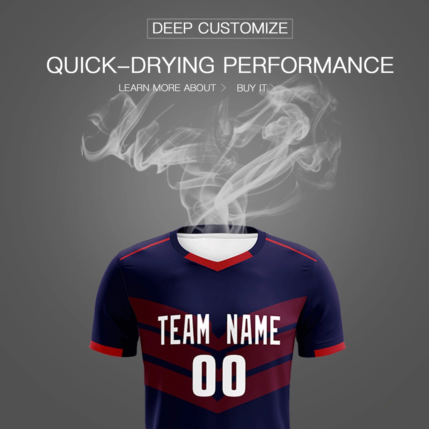Custom Navy Red Men Uniform Soccer Sets Jersey