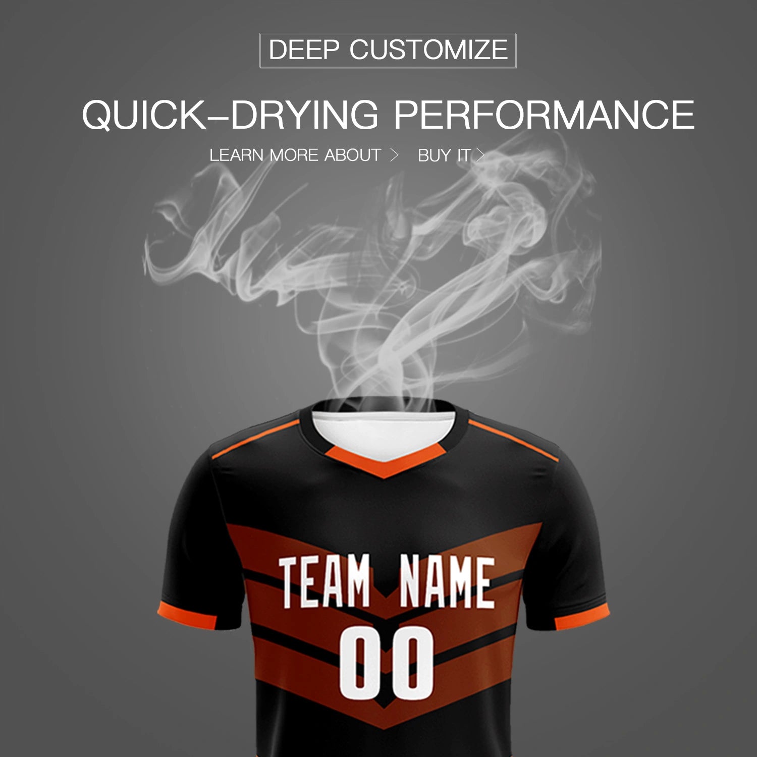 Custom Black Orange Men Uniform Soccer Sets Jersey