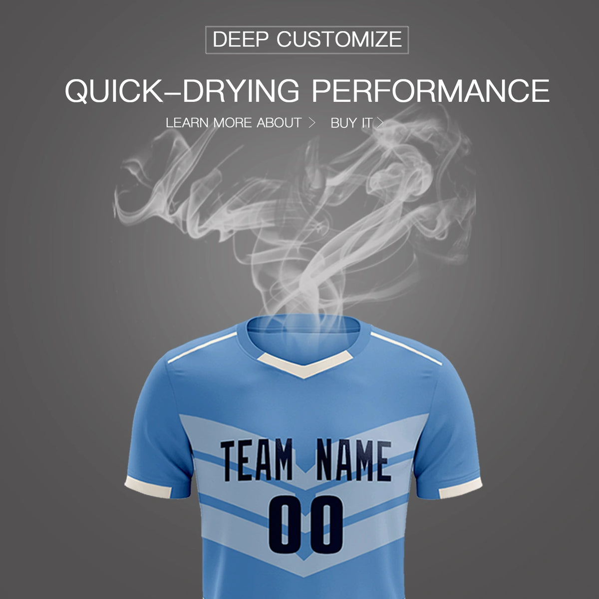 Custom Light Blue Cream Men Uniform Soccer Sets Jersey