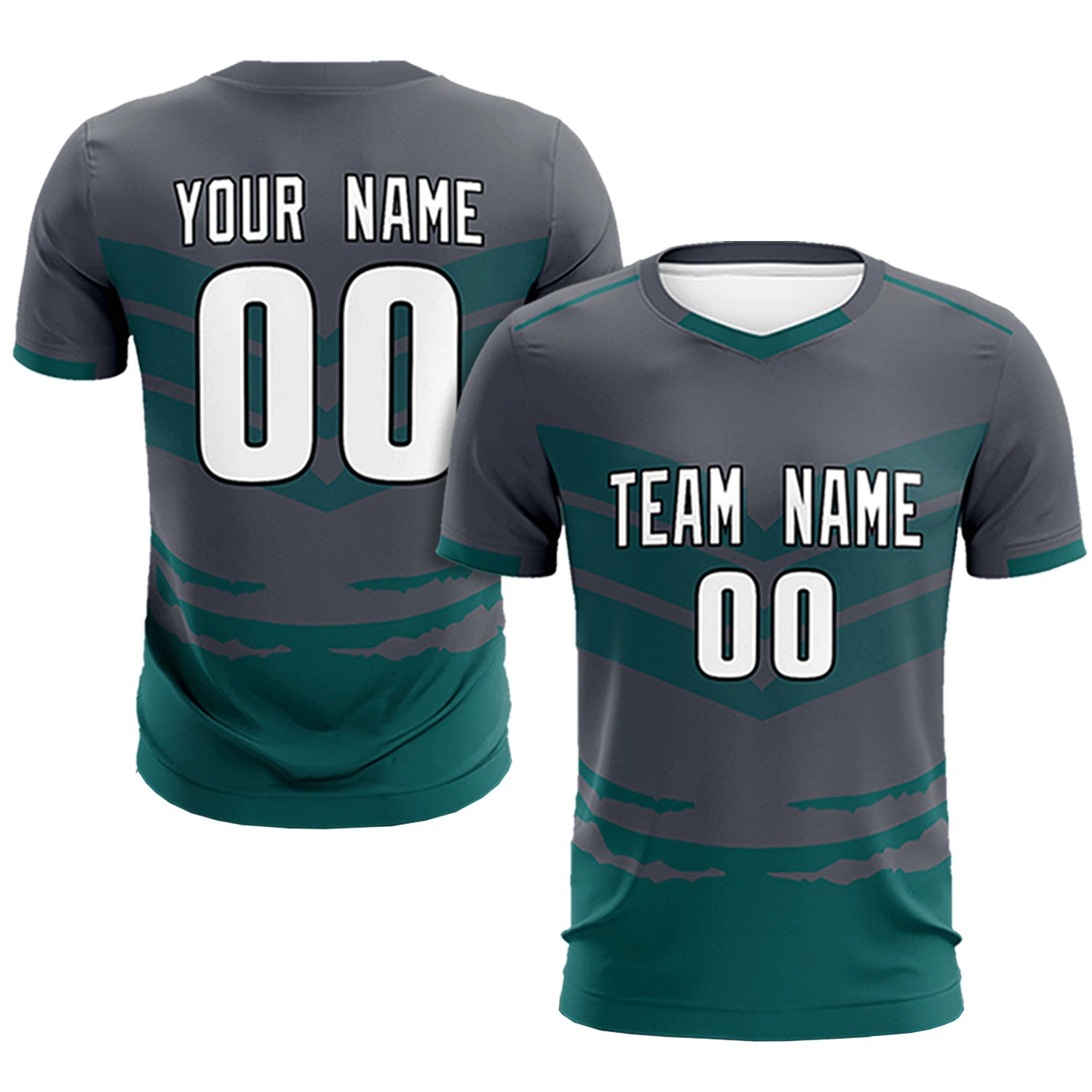 Custom Dark Gray Midnight Green Men Uniform Soccer Sets Jersey