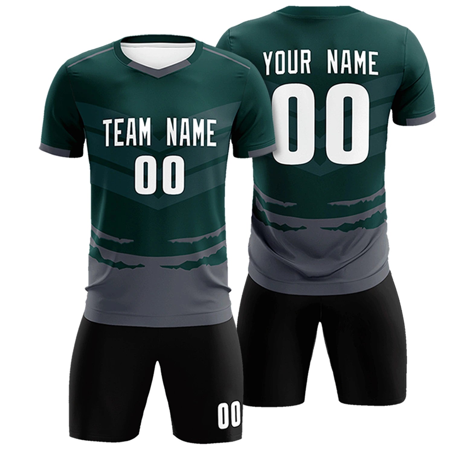 Custom Midnight Green Dark Gray Men Uniform Soccer Sets Jersey