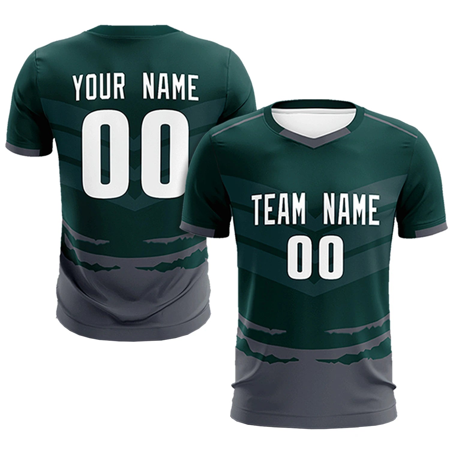 Custom Midnight Green Dark Gray Men Uniform Soccer Sets Jersey