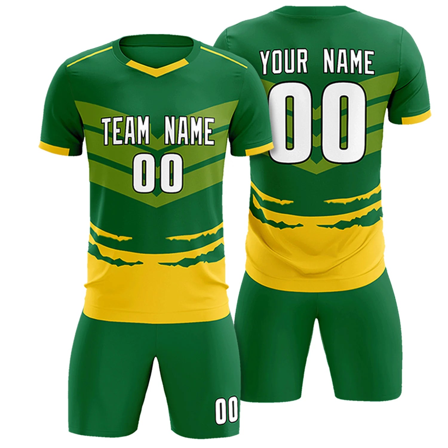 Custom Kelly Green Gold01 Men Uniform Soccer Sets Jersey