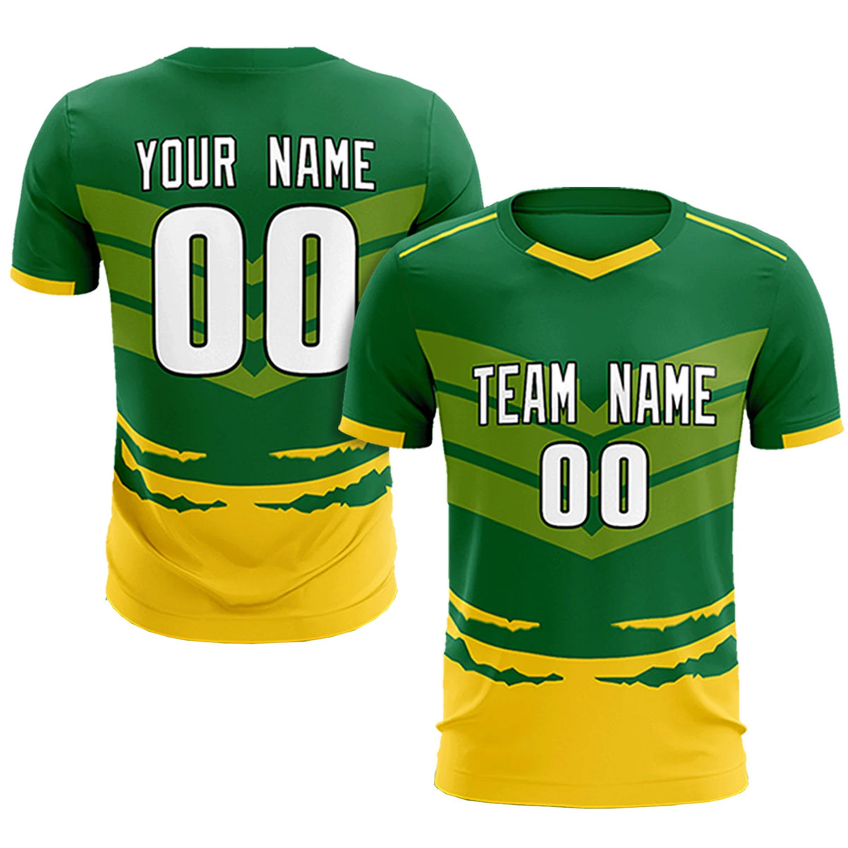Custom Kelly Green Gold01 Men Uniform Soccer Sets Jersey