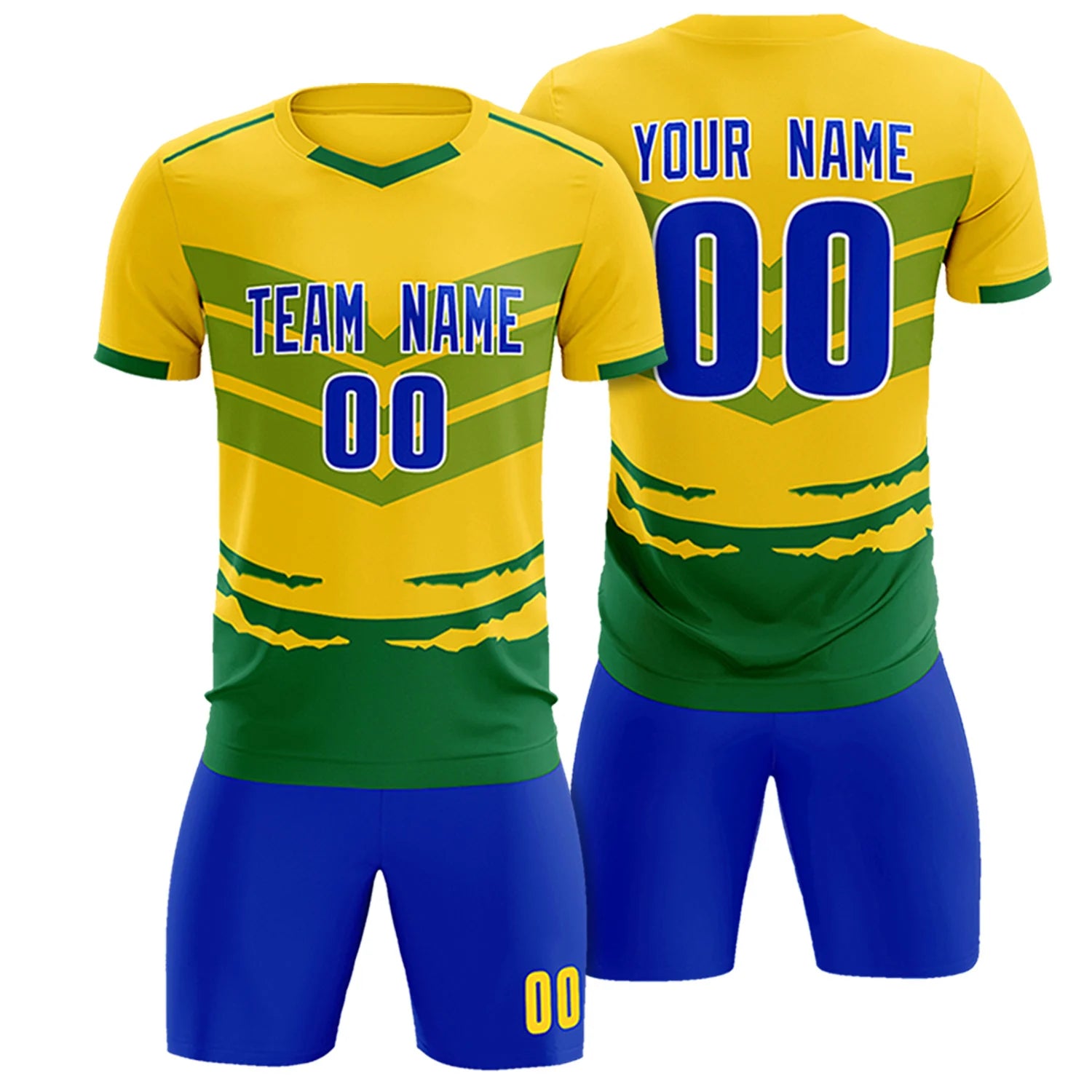 Custom Gold01 Kelly Green Men Uniform Soccer Sets Jersey