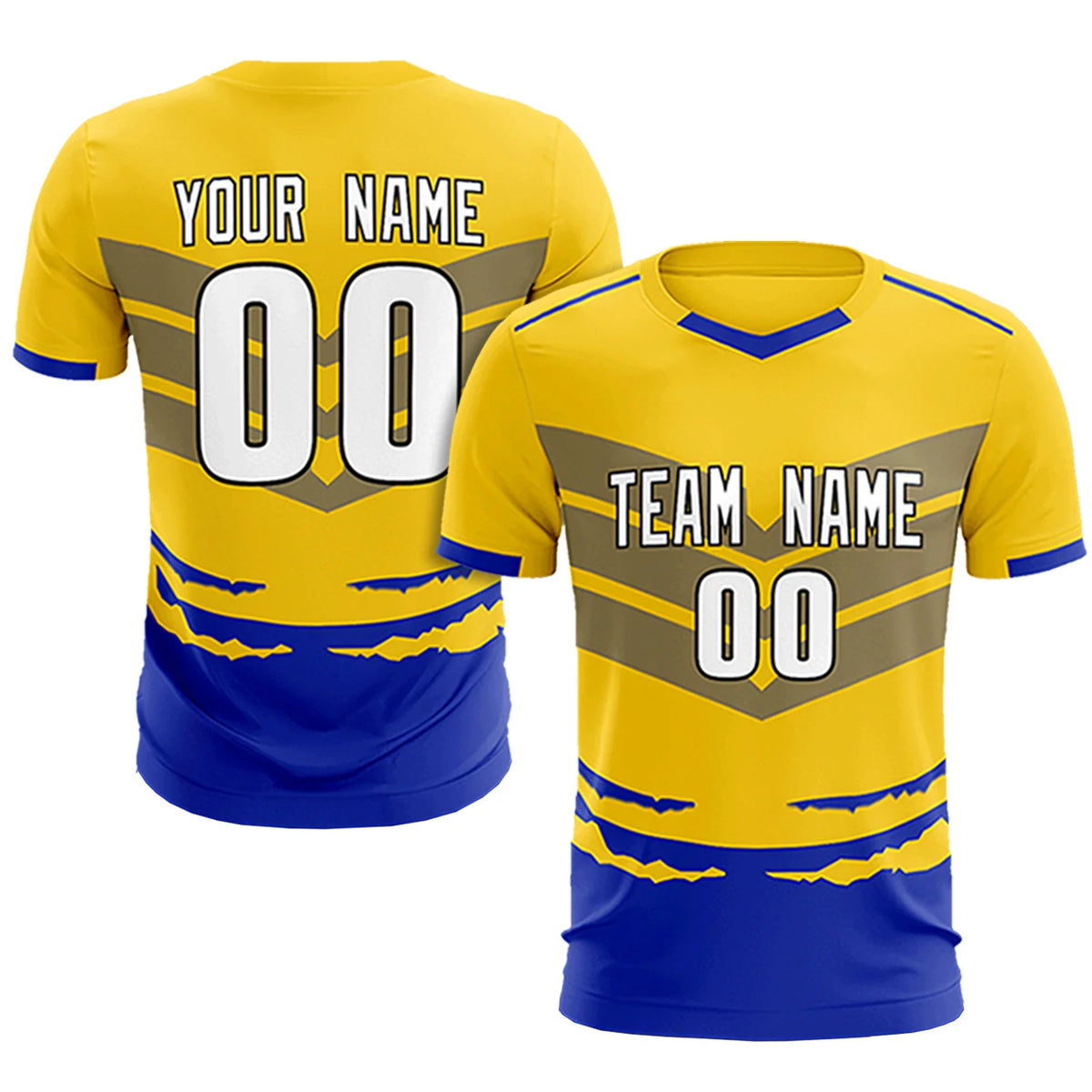 Custom Gold01 Royal Blue Men Uniform Soccer Sets Jersey