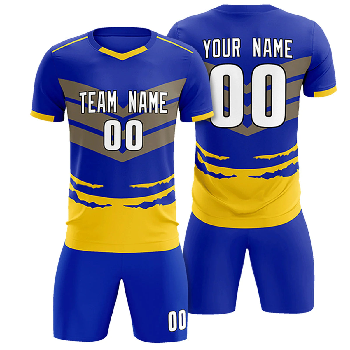 Custom Royal Blue Gold01 Men Uniform Soccer Sets Jersey