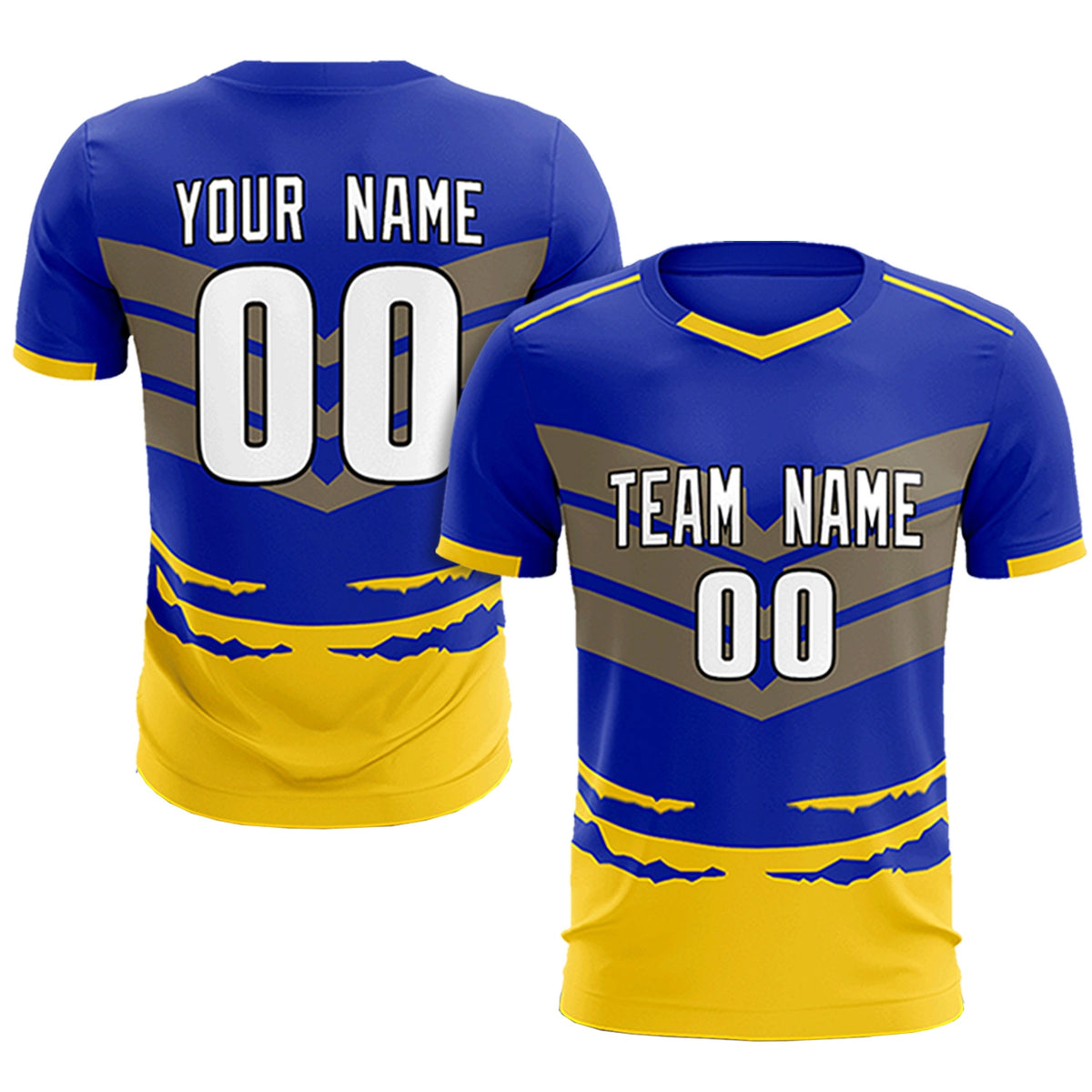 Custom Royal Blue Gold01 Men Uniform Soccer Sets Jersey