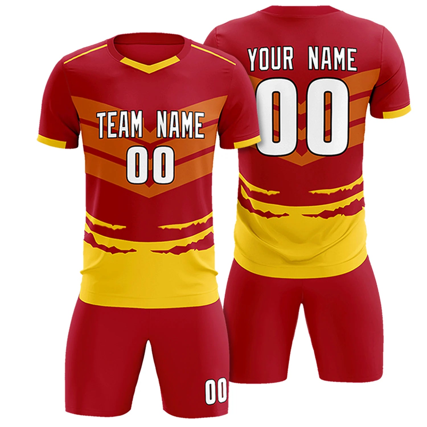 Custom Red Gold01 Men Uniform Soccer Sets Jersey