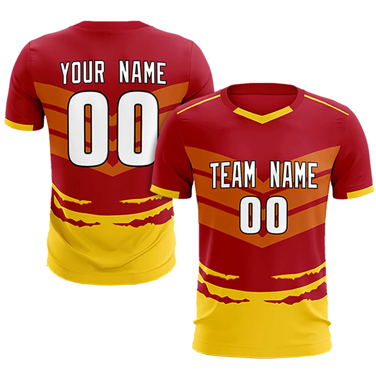 Custom Red Gold01 Men Uniform Soccer Sets Jersey