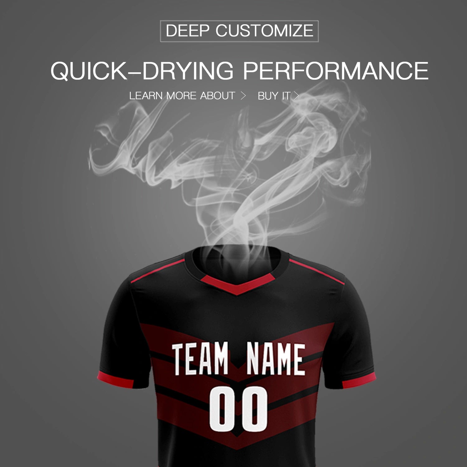 Custom Black Red Men Uniform Soccer Sets Jersey