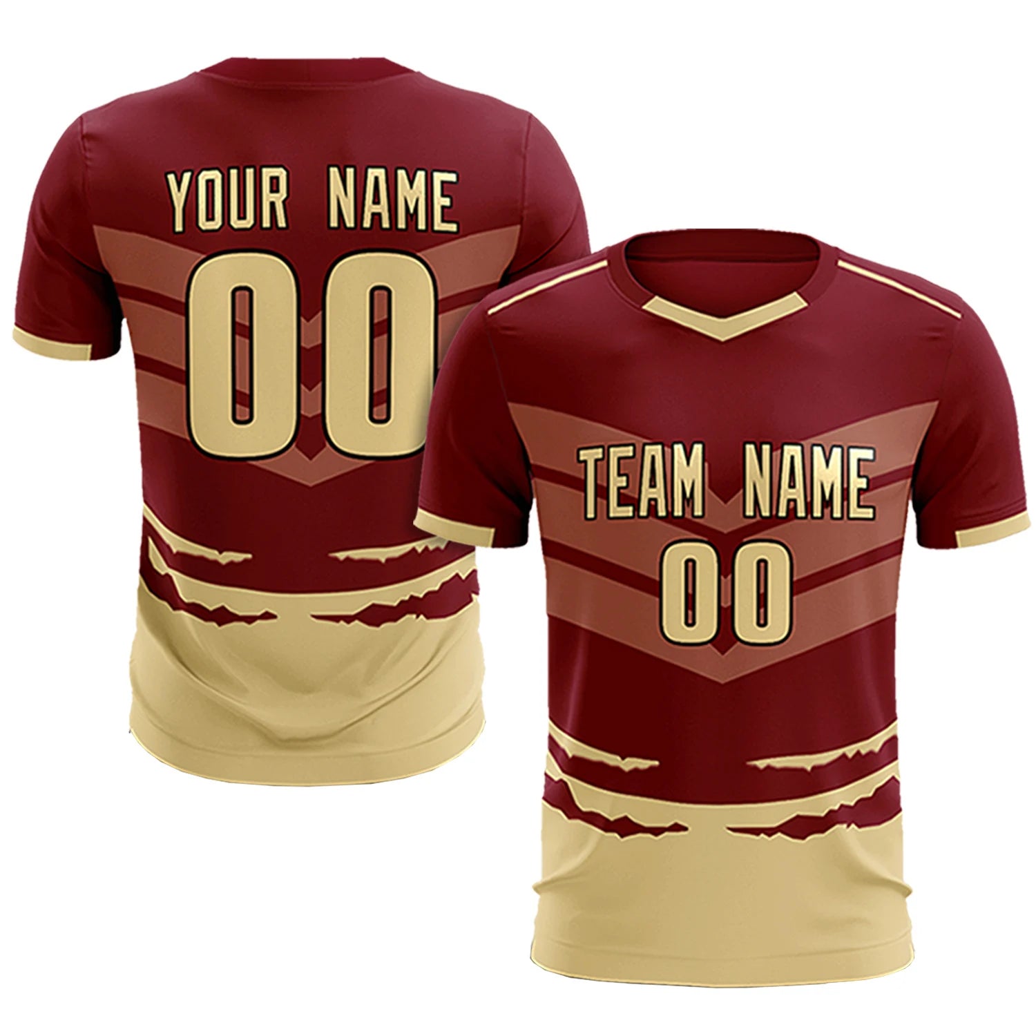 Custom Crimson Khaki Men Uniform Soccer Sets Jersey