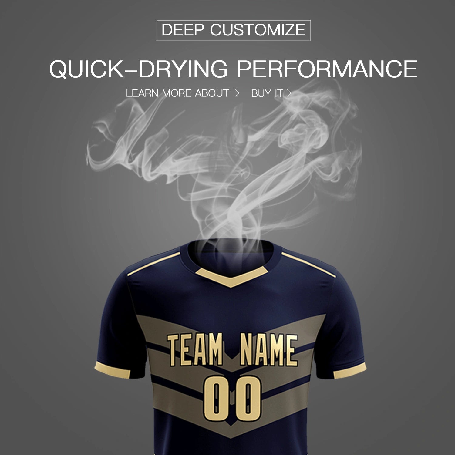 Custom Navy Khaki Men Uniform Soccer Sets Jersey