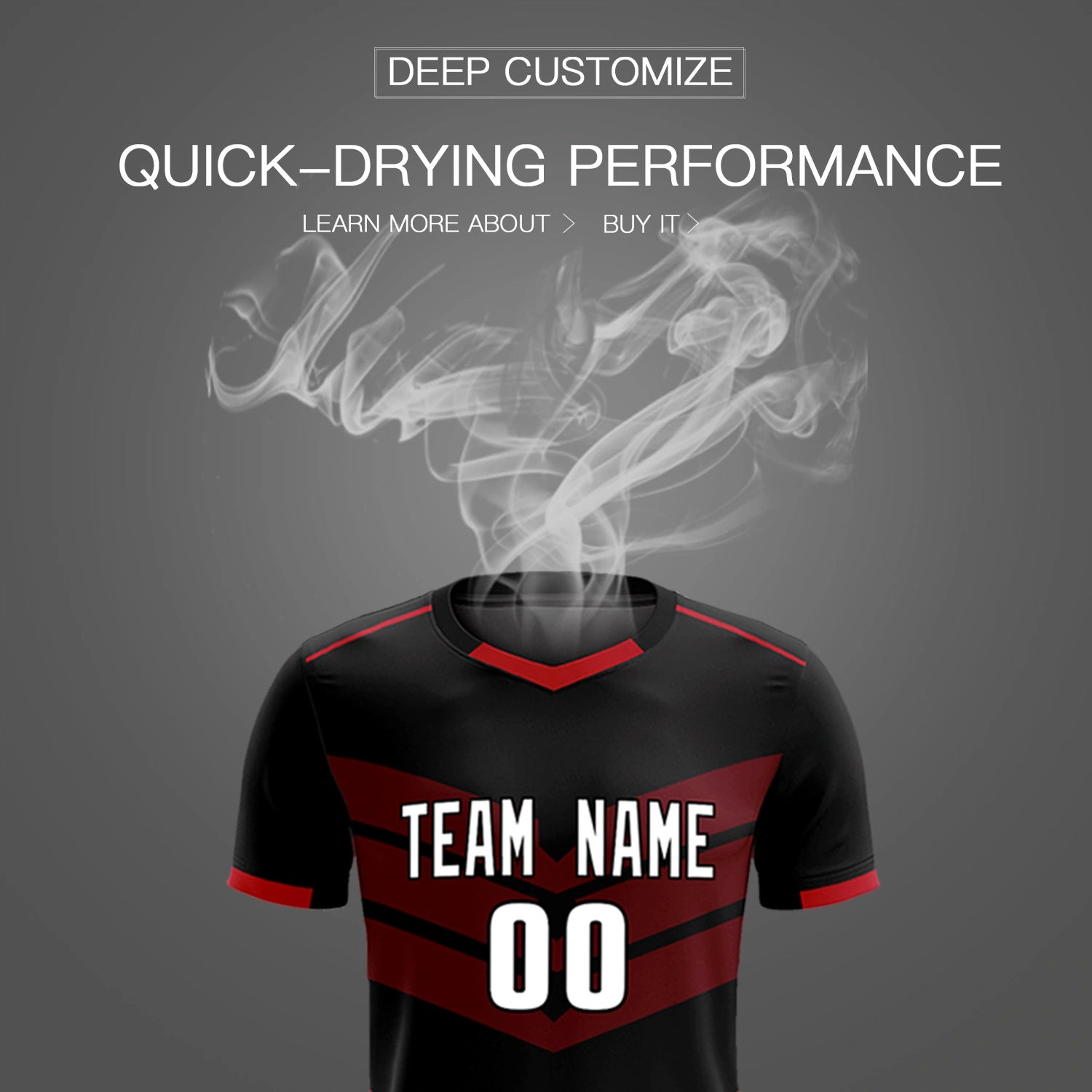 Custom Black Red Men Uniform Soccer Sets Jersey