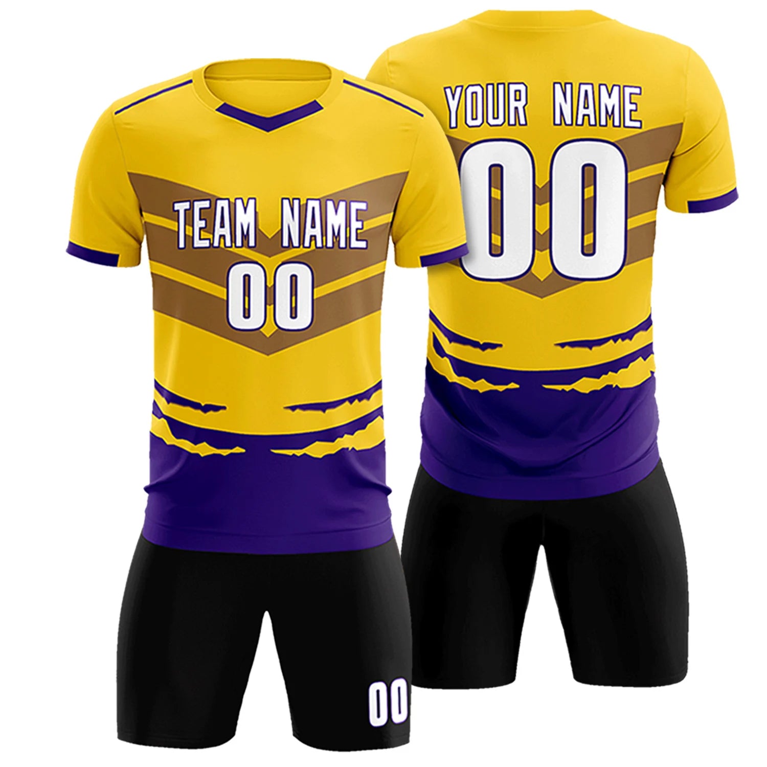 Custom Gold01 Purple Men Uniform Soccer Sets Jersey