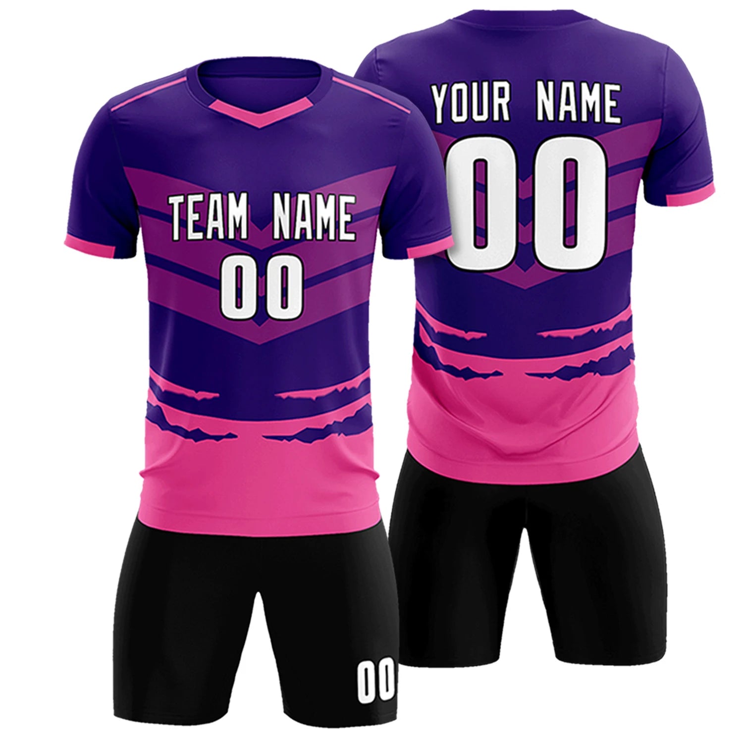 Custom Purple Pink Men Uniform Soccer Sets Jersey