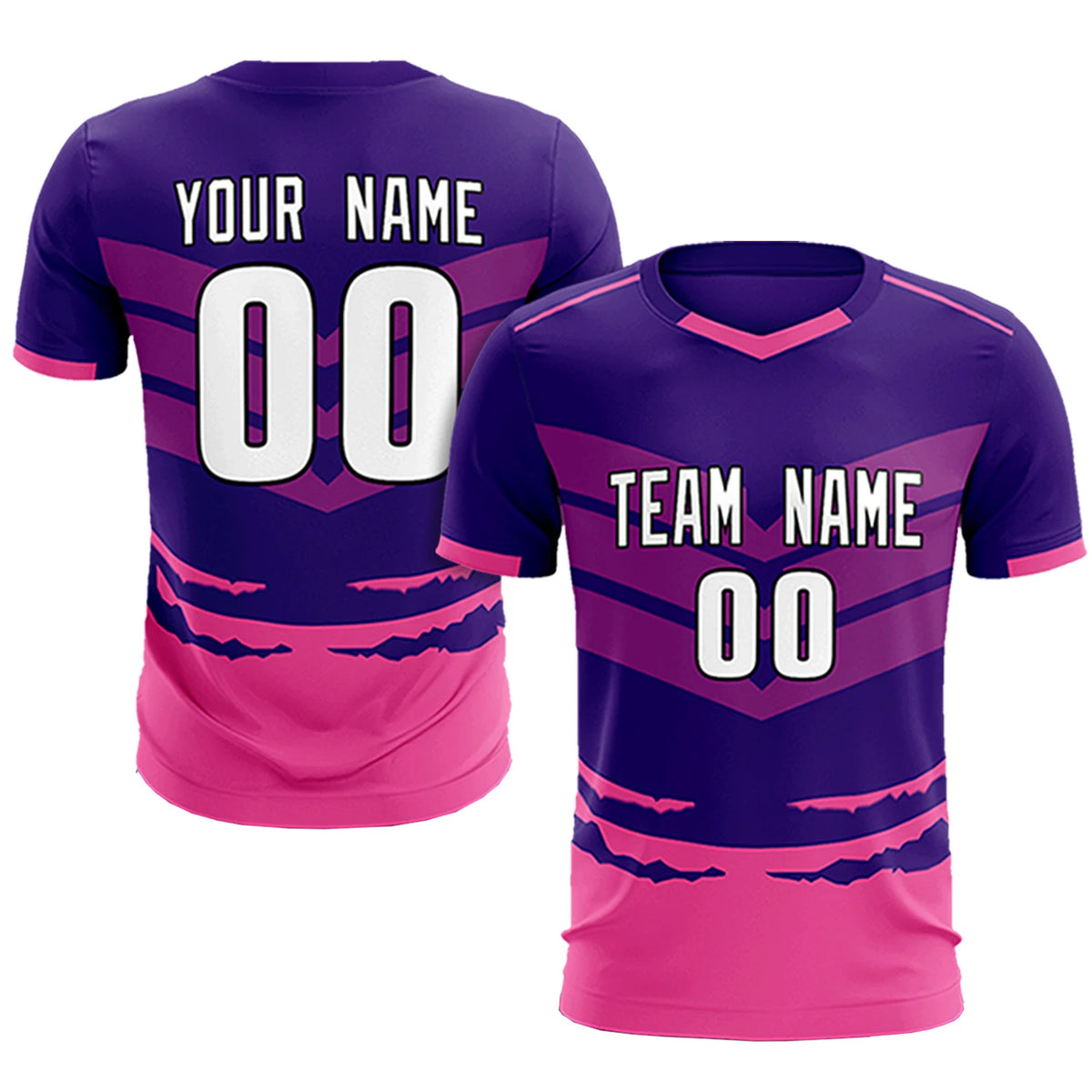 Custom Purple Pink Men Uniform Soccer Sets Jersey
