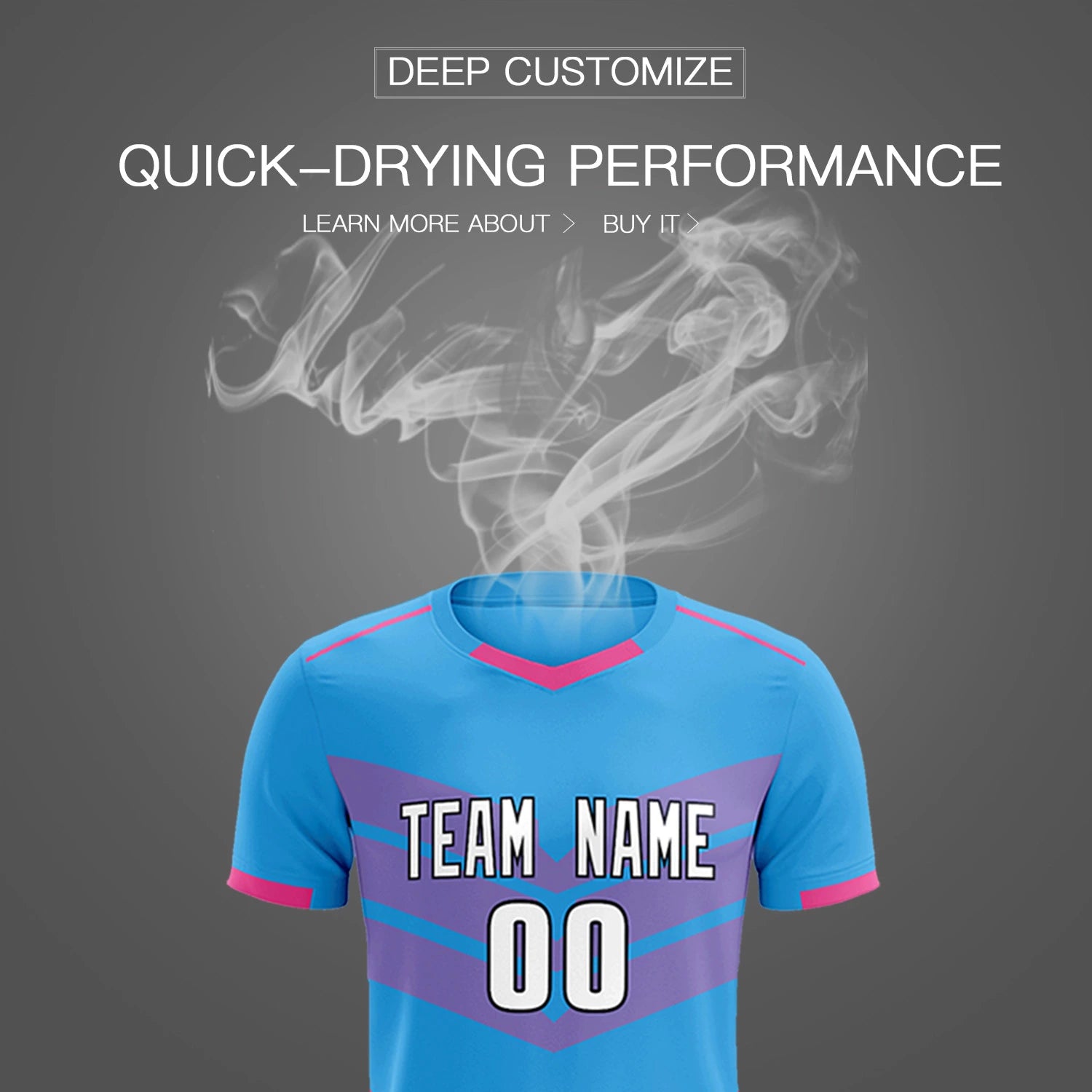 Custom Powder Blue Pink Men Uniform Soccer Sets Jersey