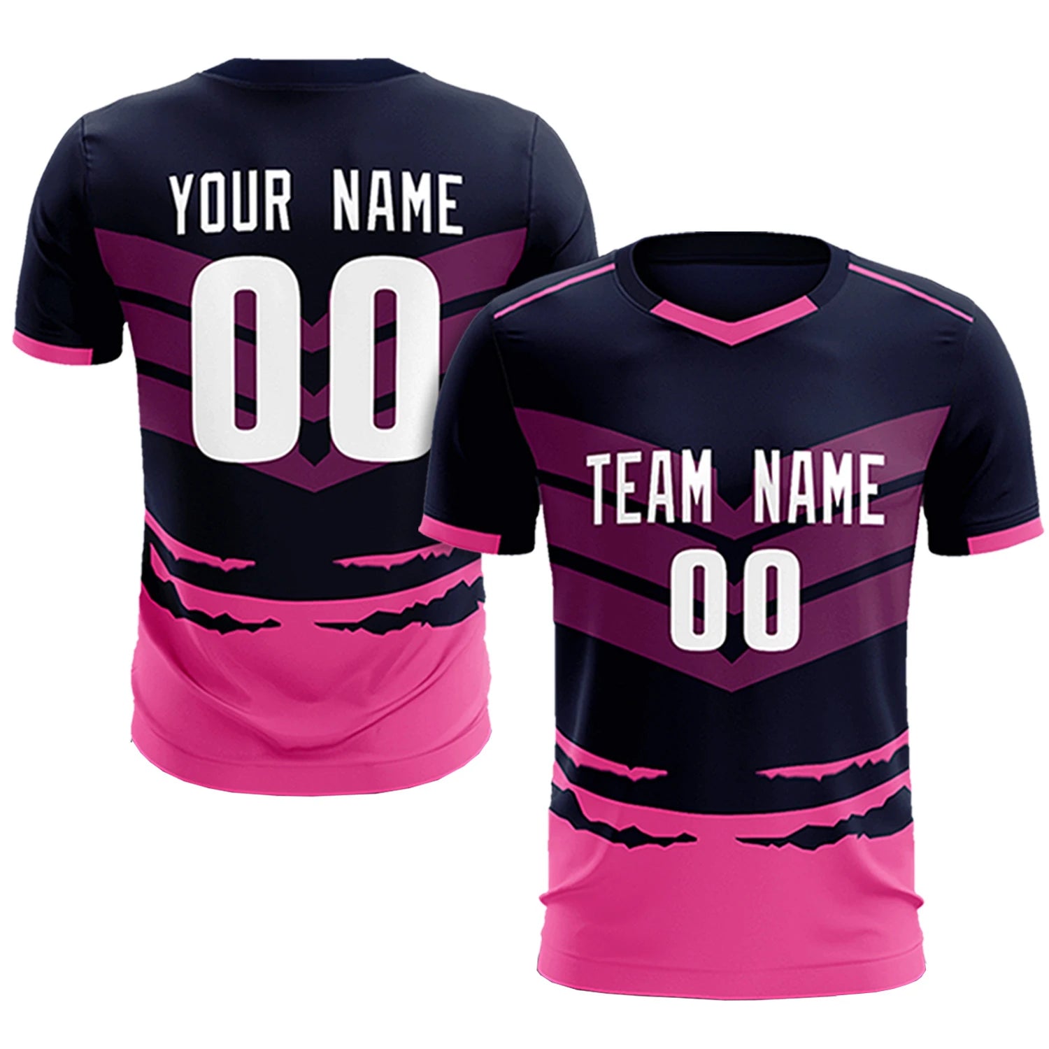 Custom Navy Pink Men Uniform Soccer Sets Jersey