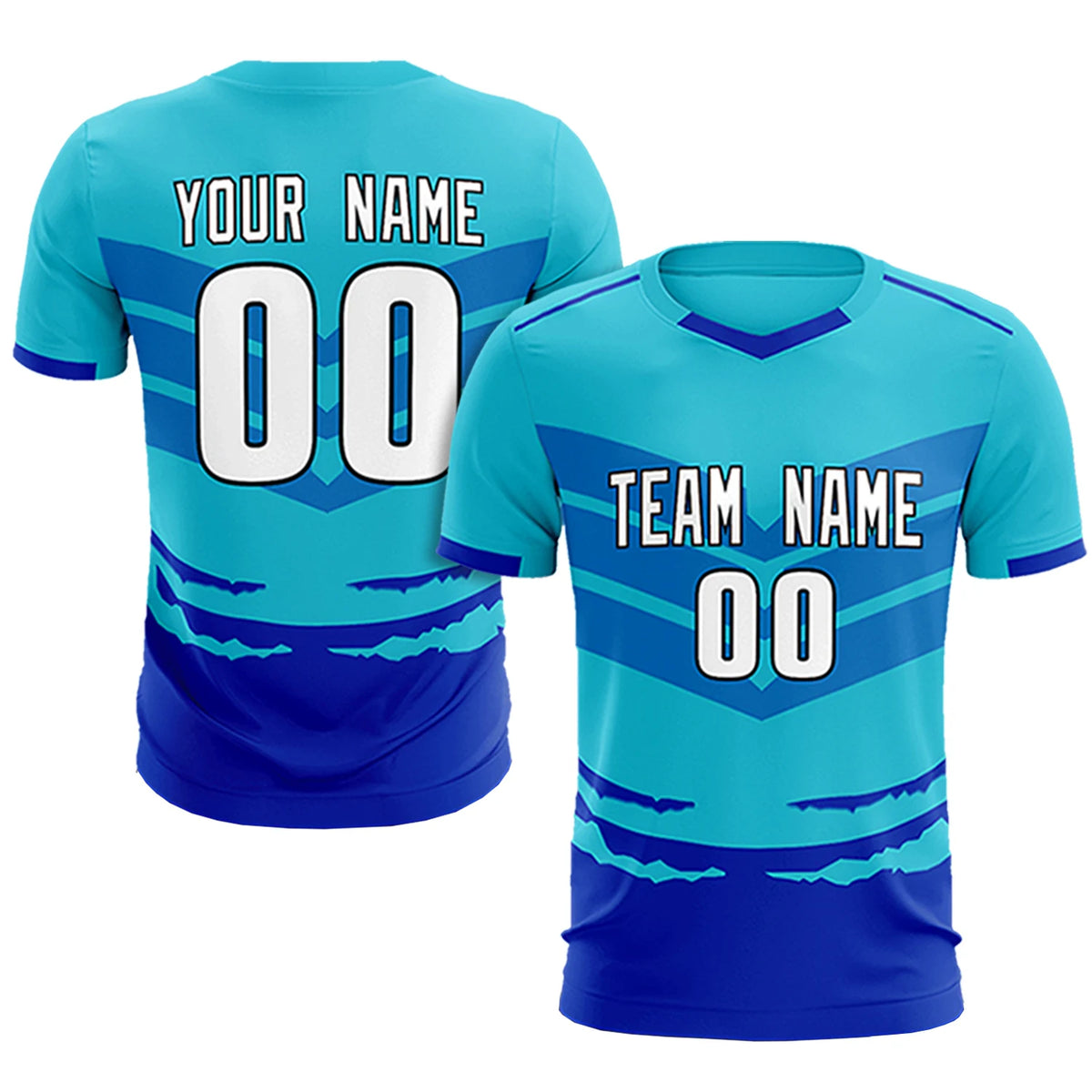 Custom Sky Blue Royal Blue Men Uniform Soccer Sets Jersey