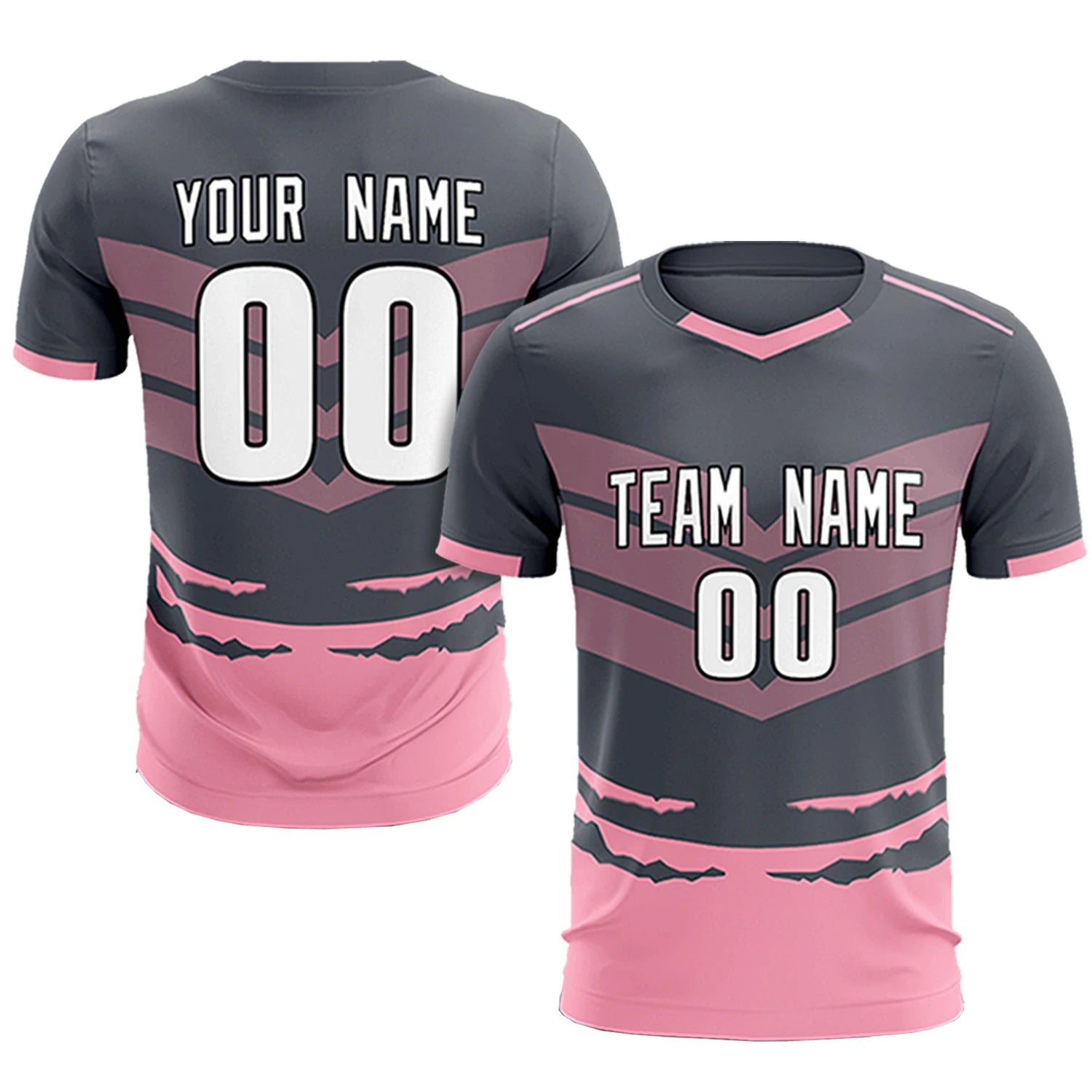 Custom Gray Light Pink Men Uniform Soccer Sets Jersey