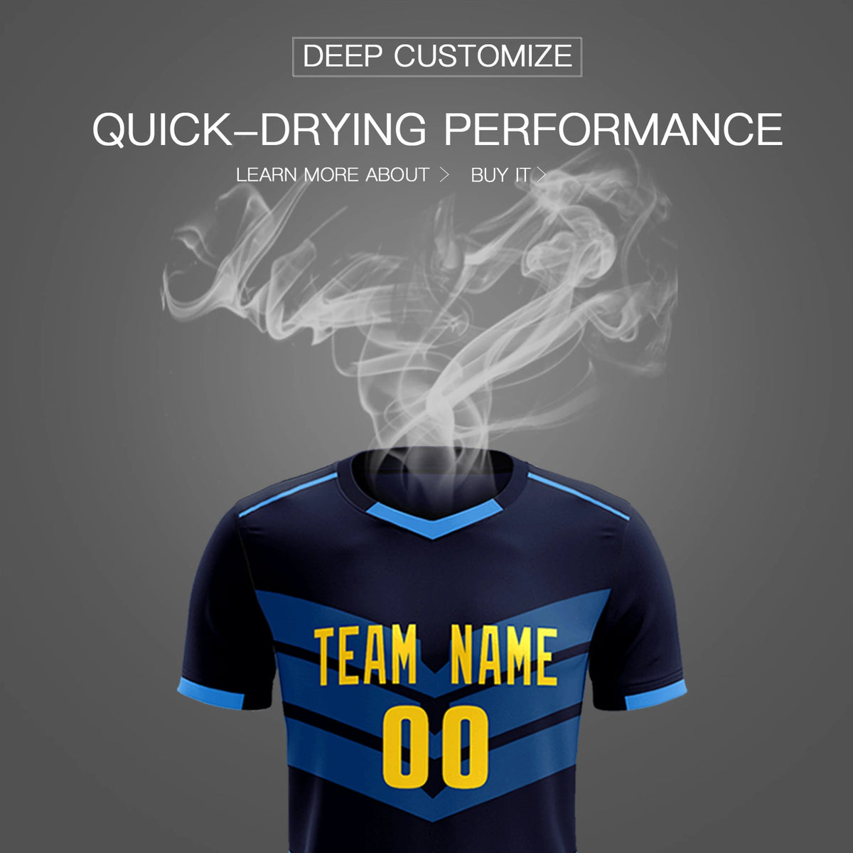 Custom Navy Powder Blue Men Uniform Soccer Sets Jersey