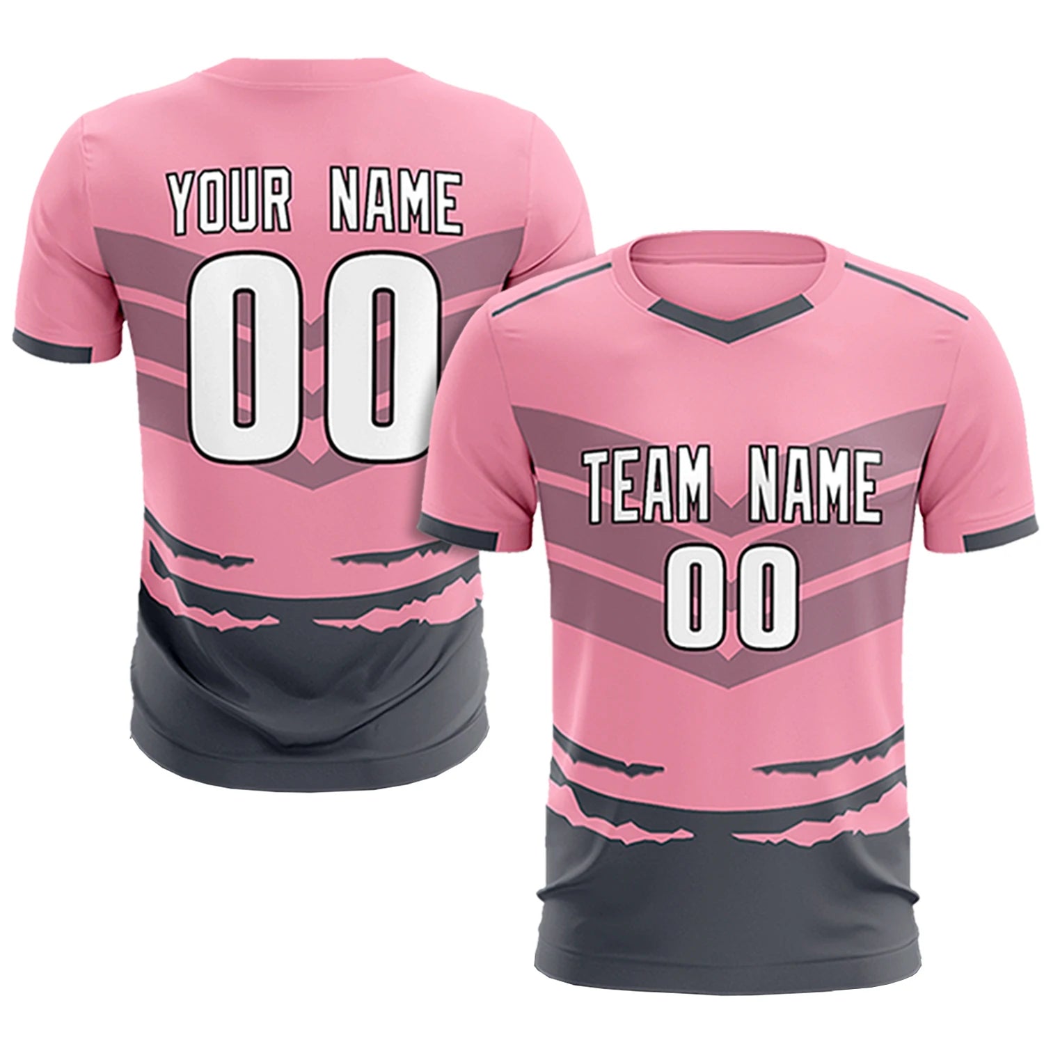 Custom Light Pink Gray Men Uniform Soccer Sets Jersey