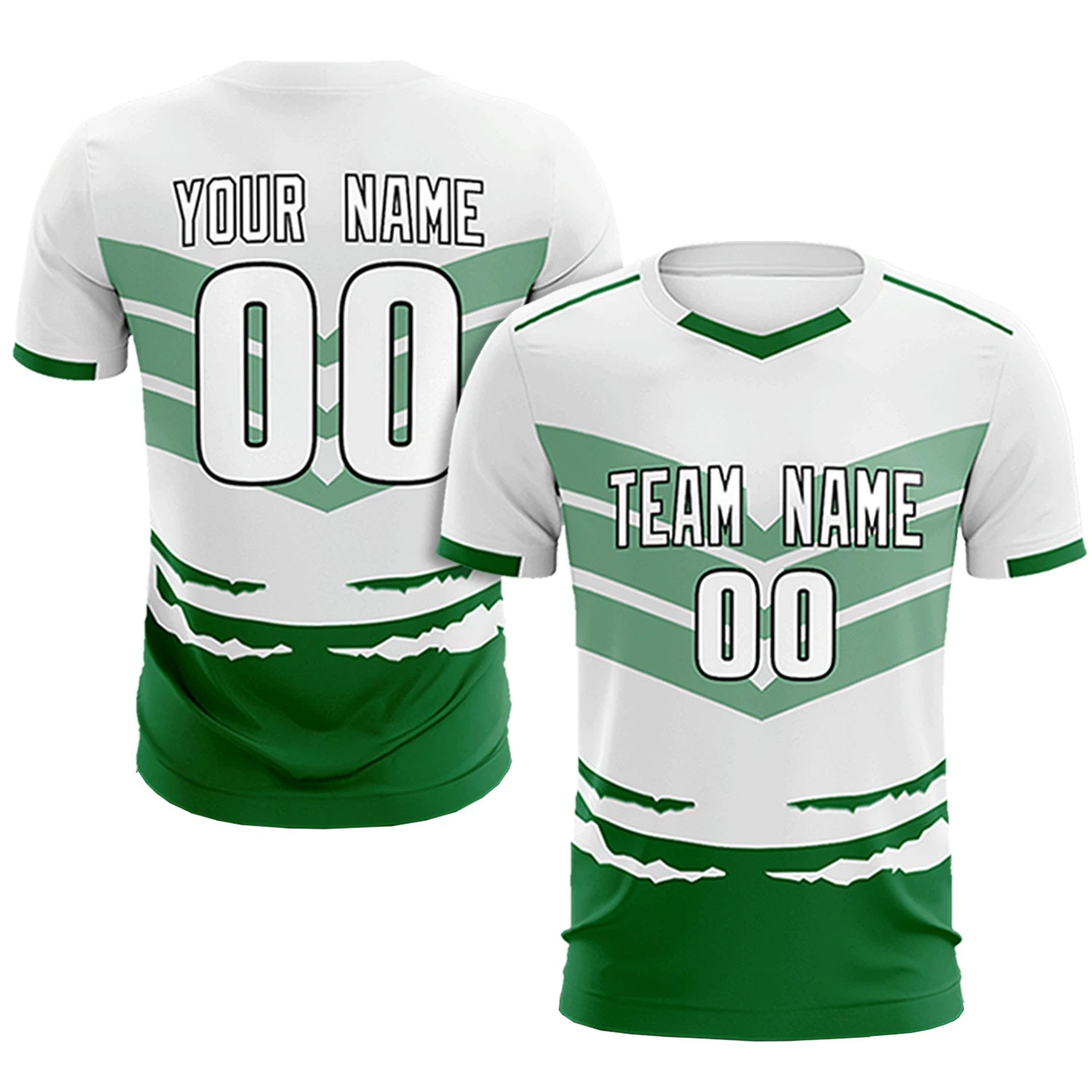 Custom White Kelly Green Men Uniform Soccer Sets Jersey
