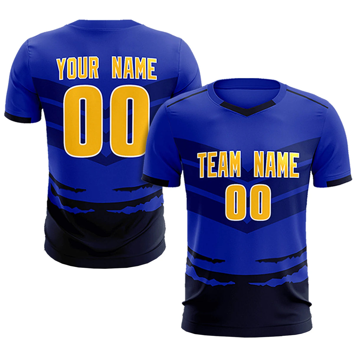 Custom Royal Blue Navy Men Uniform Soccer Sets Jersey