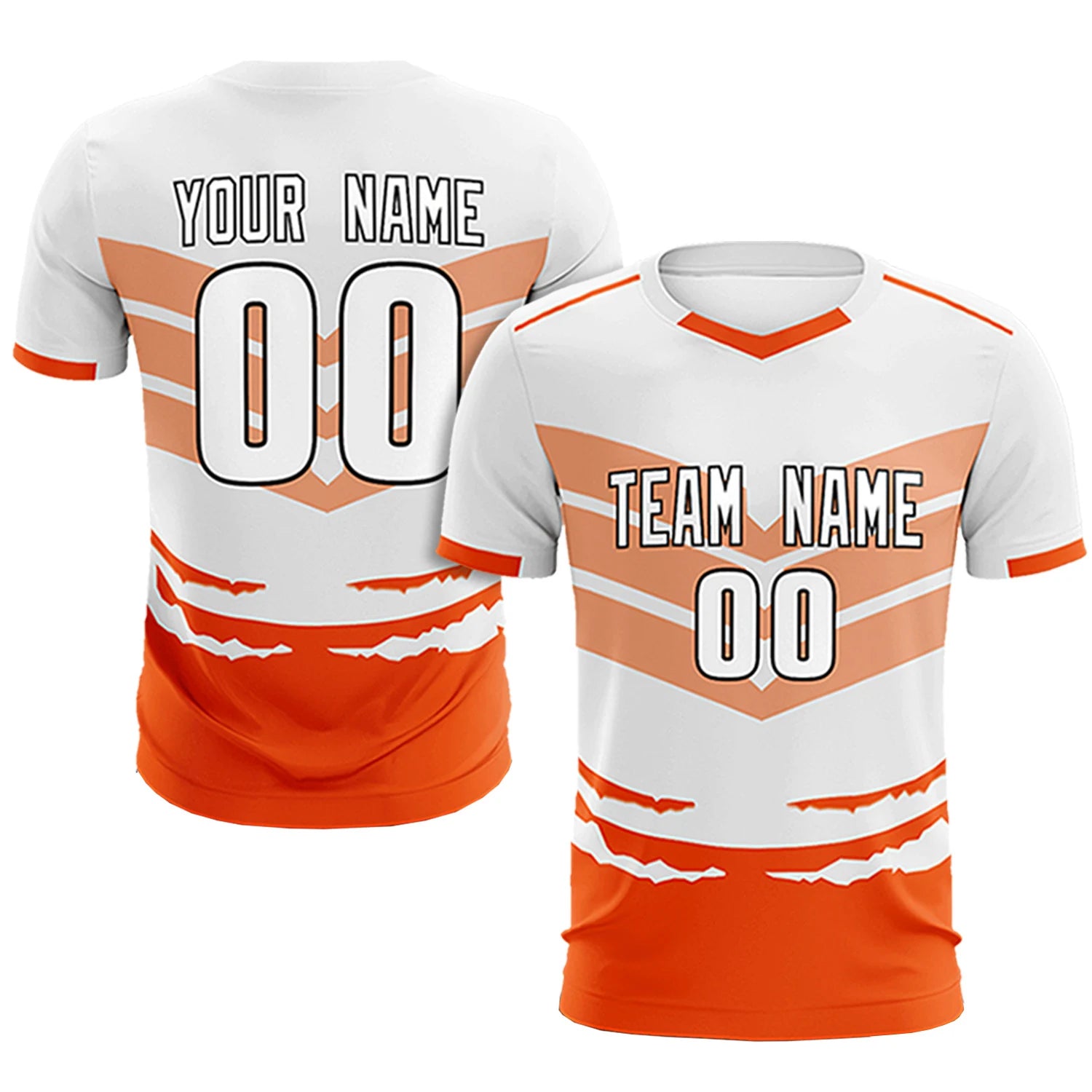 Custom White Orange Men Uniform Soccer Sets Jersey