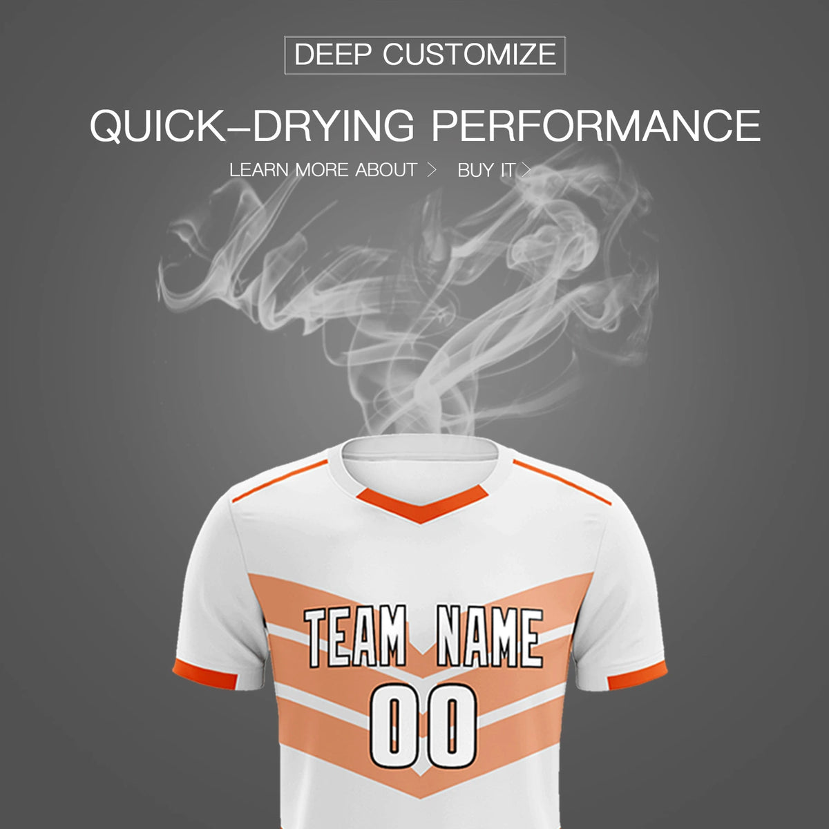 Custom White Orange Men Uniform Soccer Sets Jersey
