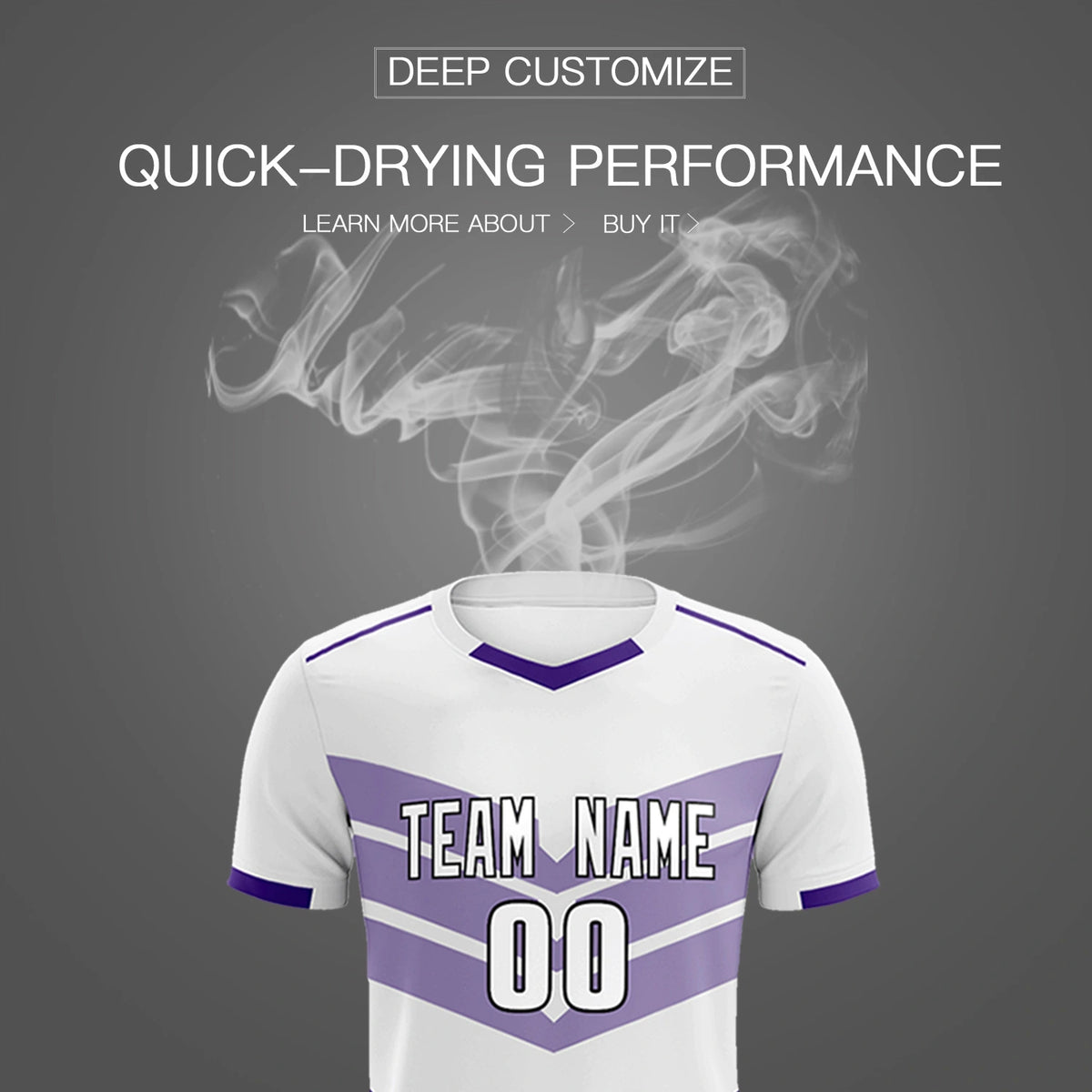 Custom White Purple Men Uniform Soccer Sets Jersey