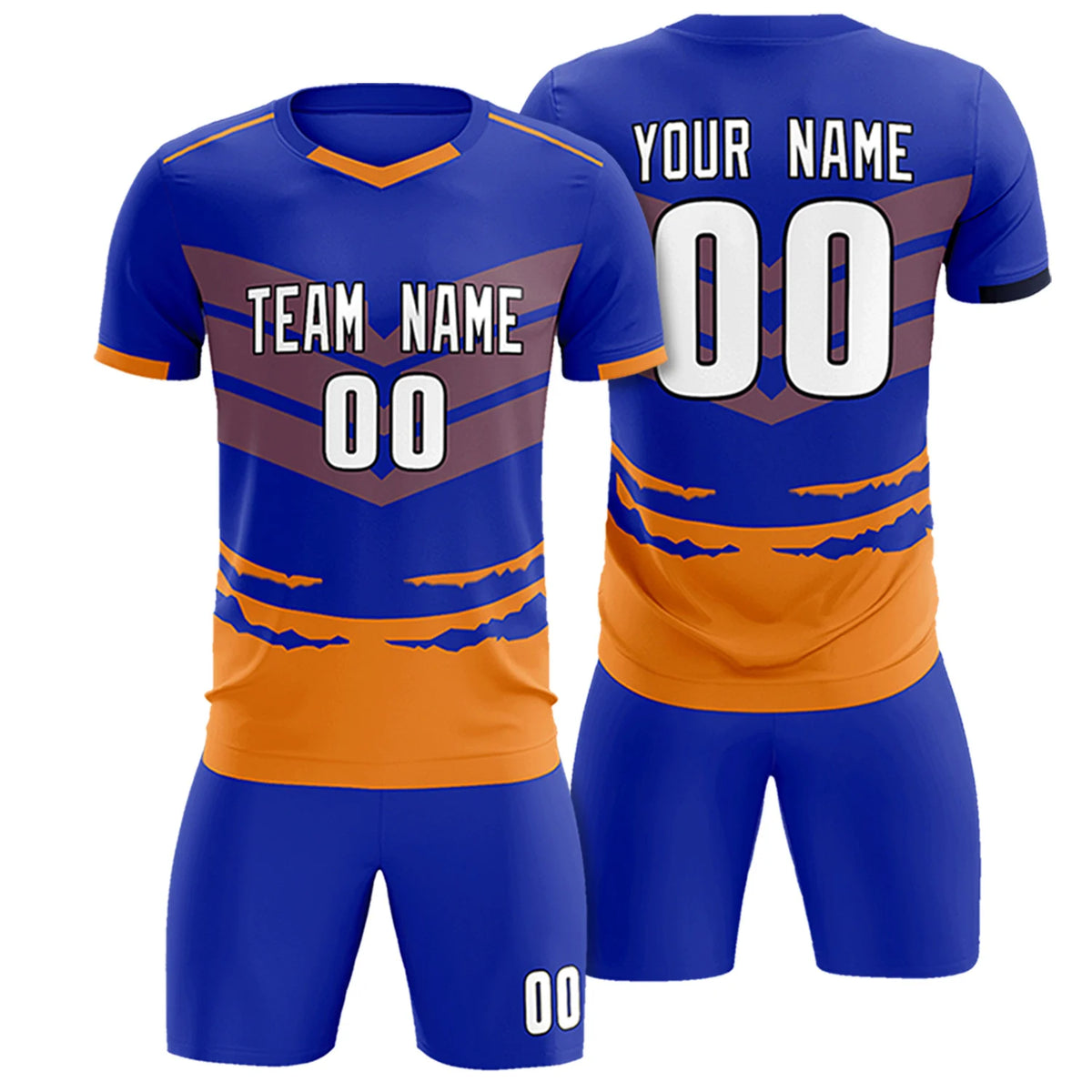 Custom Royal Blue Orange Men Uniform Soccer Sets Jersey