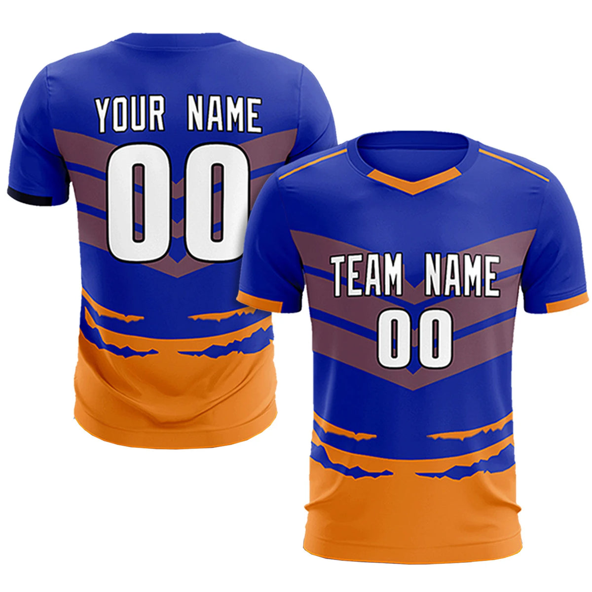 Custom Royal Blue Orange Men Uniform Soccer Sets Jersey